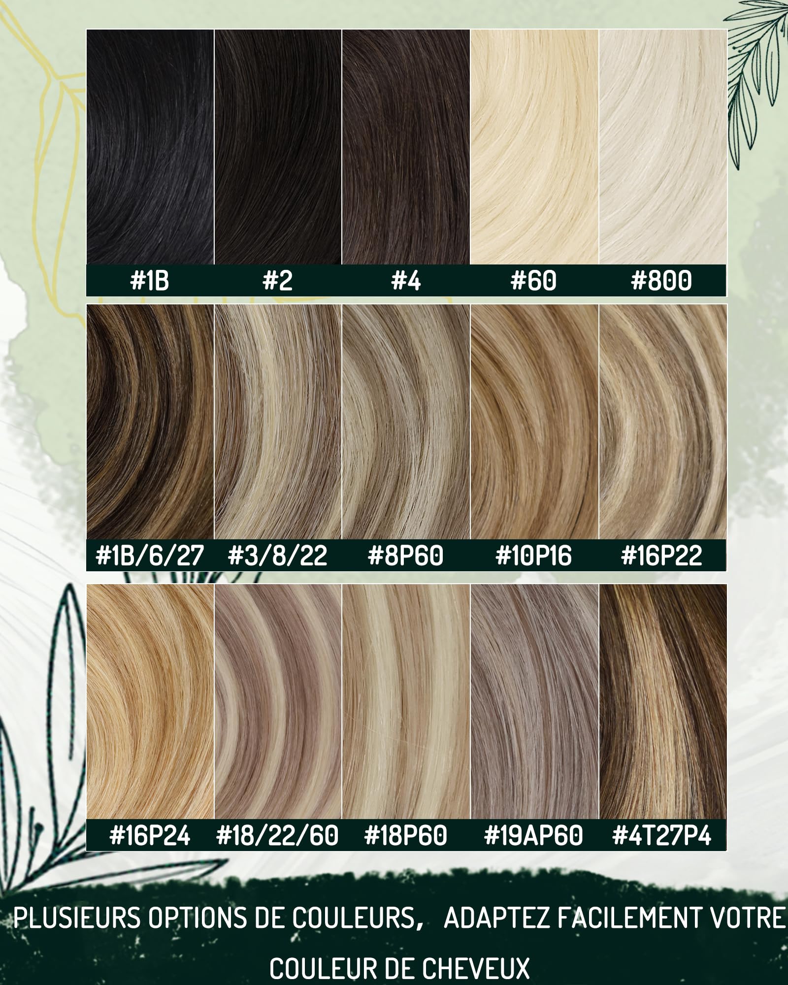 RUNATURE Extension à Clip Cheveux Naturel Marron Foncé 7pcs 120g 40cm Lisse