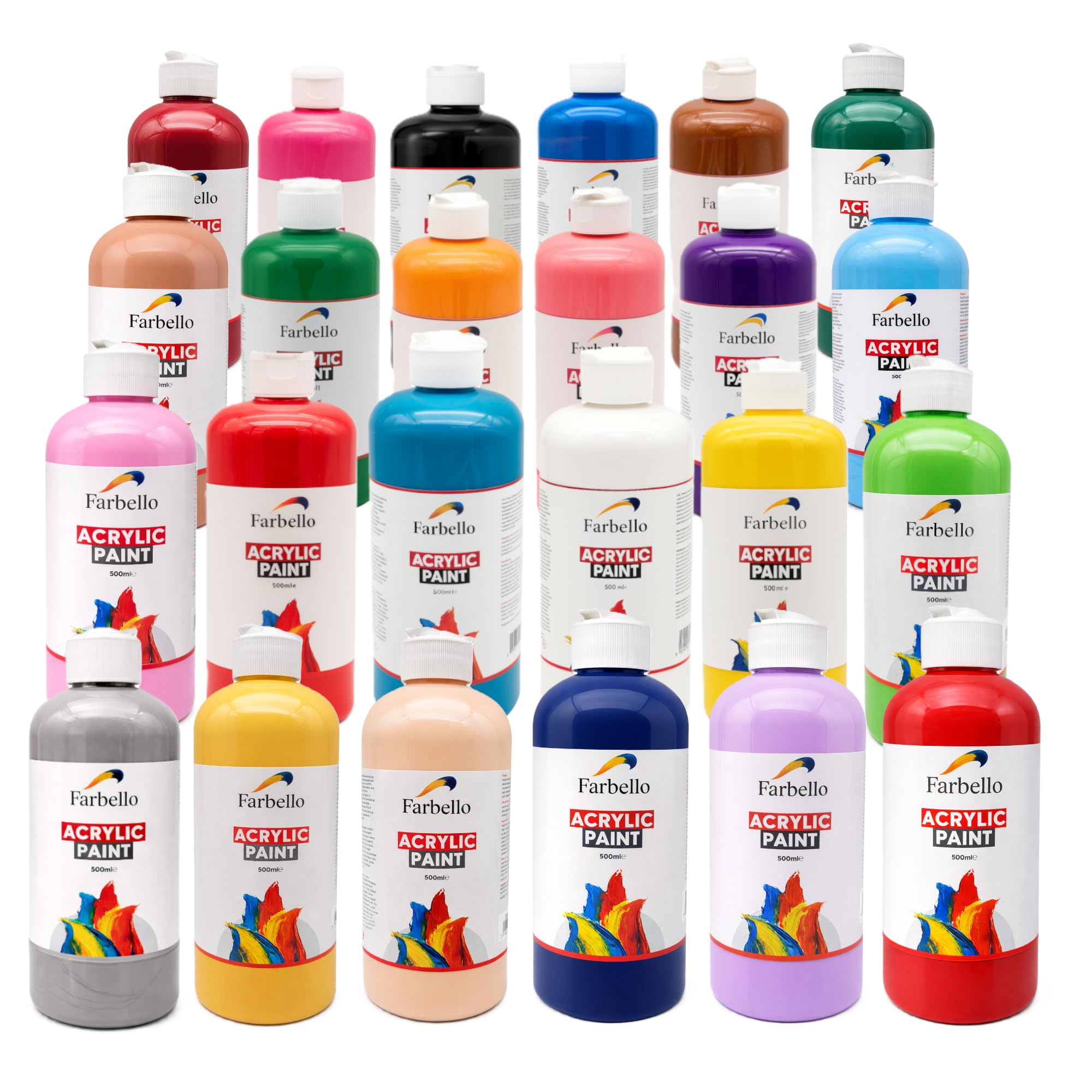 Juego de pinturas acrílicas de 500 ml cada una, a base de agua, resistente al agua y altamente pigmentadas, kit de pintura acrílica profesional para madera, lienzo, tela, piedra, kit de pintura