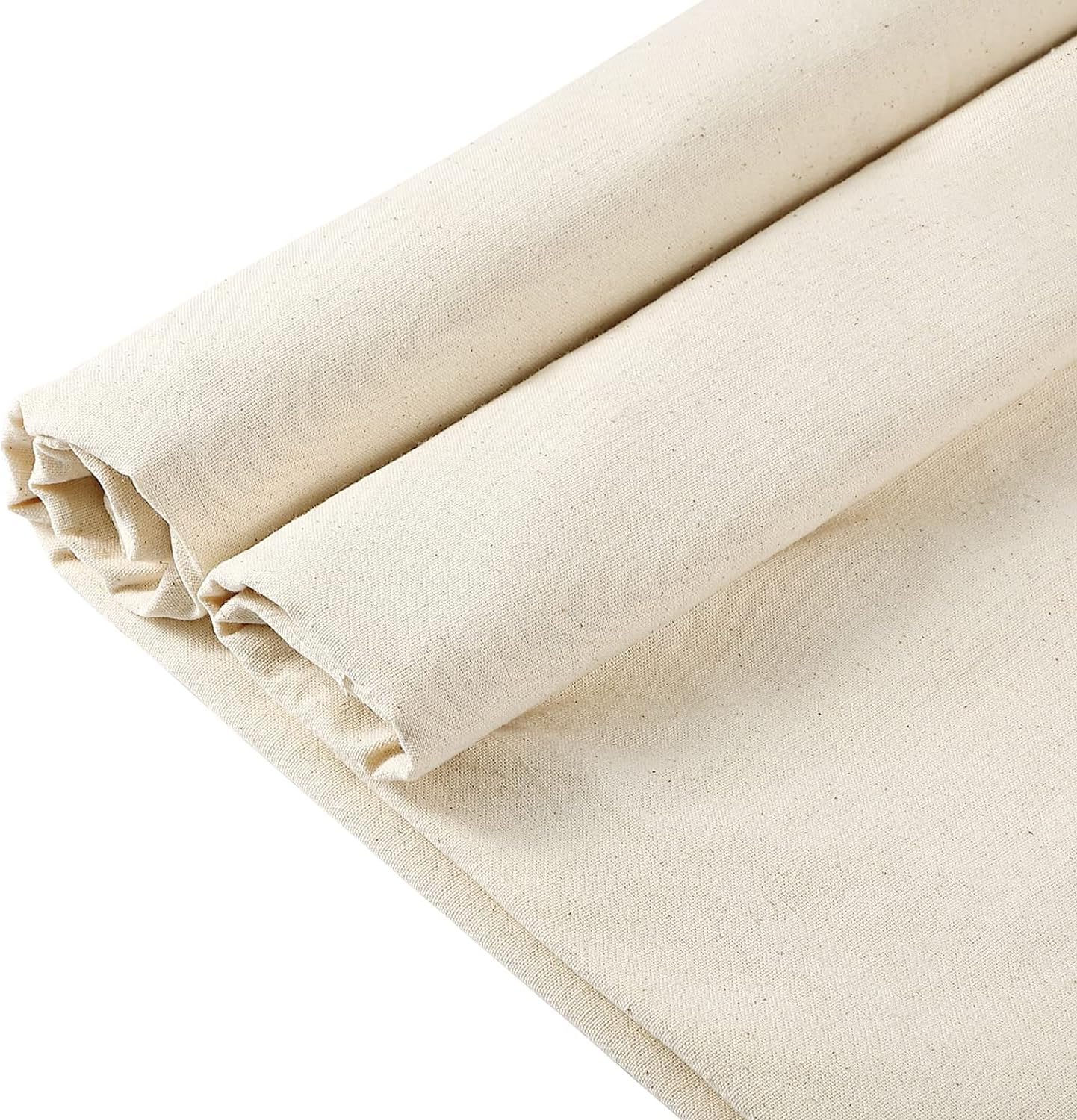MDS Pack of 2 Yards, 100% Cotton Muslin Fabric 48” Inch Wide, Natural Unbleached Medium Weight Fabric Linen Textile for Backing Material Quilting Sewing Draping Apparel Cloths Craft DIY Multipurpose