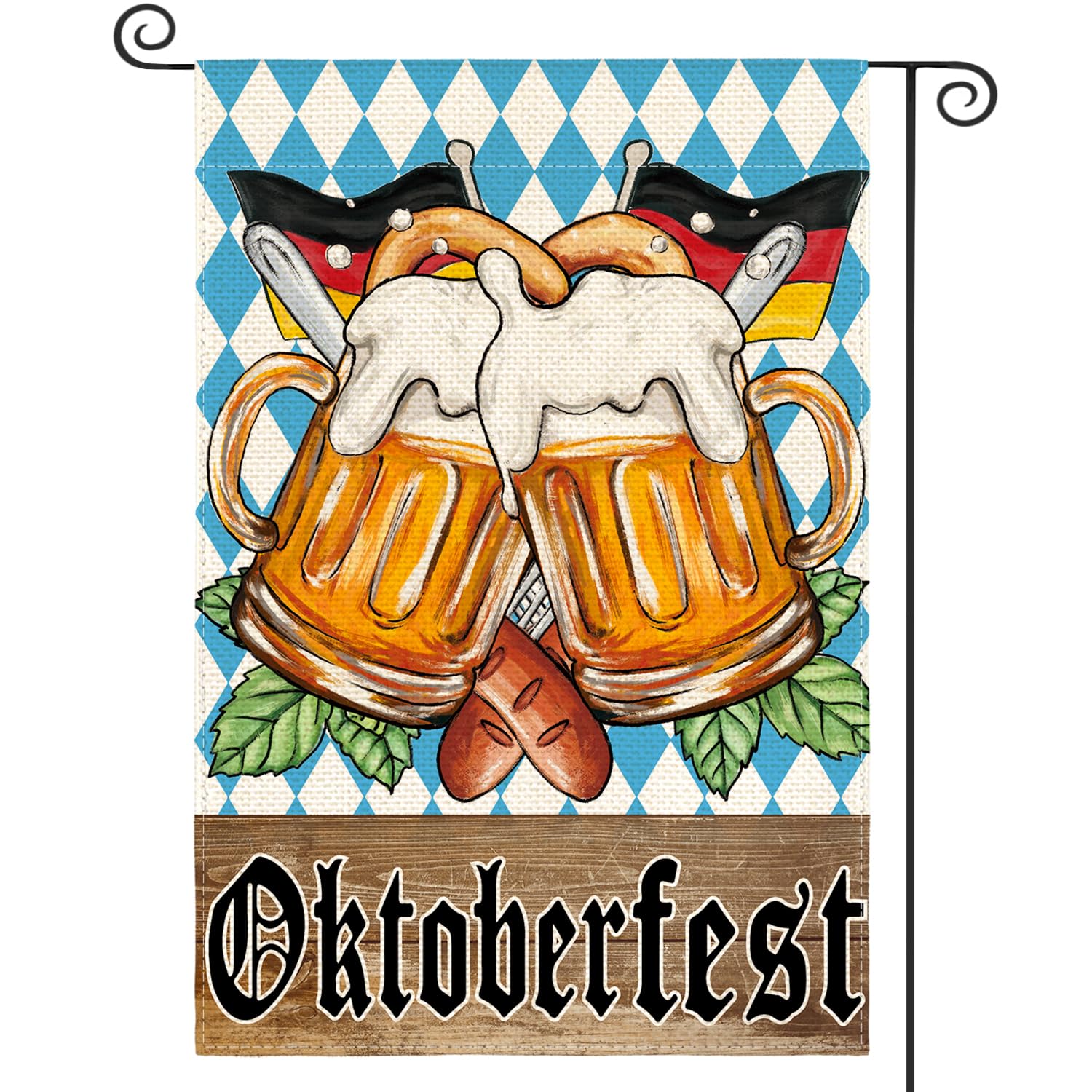 Drapeau Allemagne Oktoberfest double face 30x45 cm AVOIN colorlife à carreaux bavarois