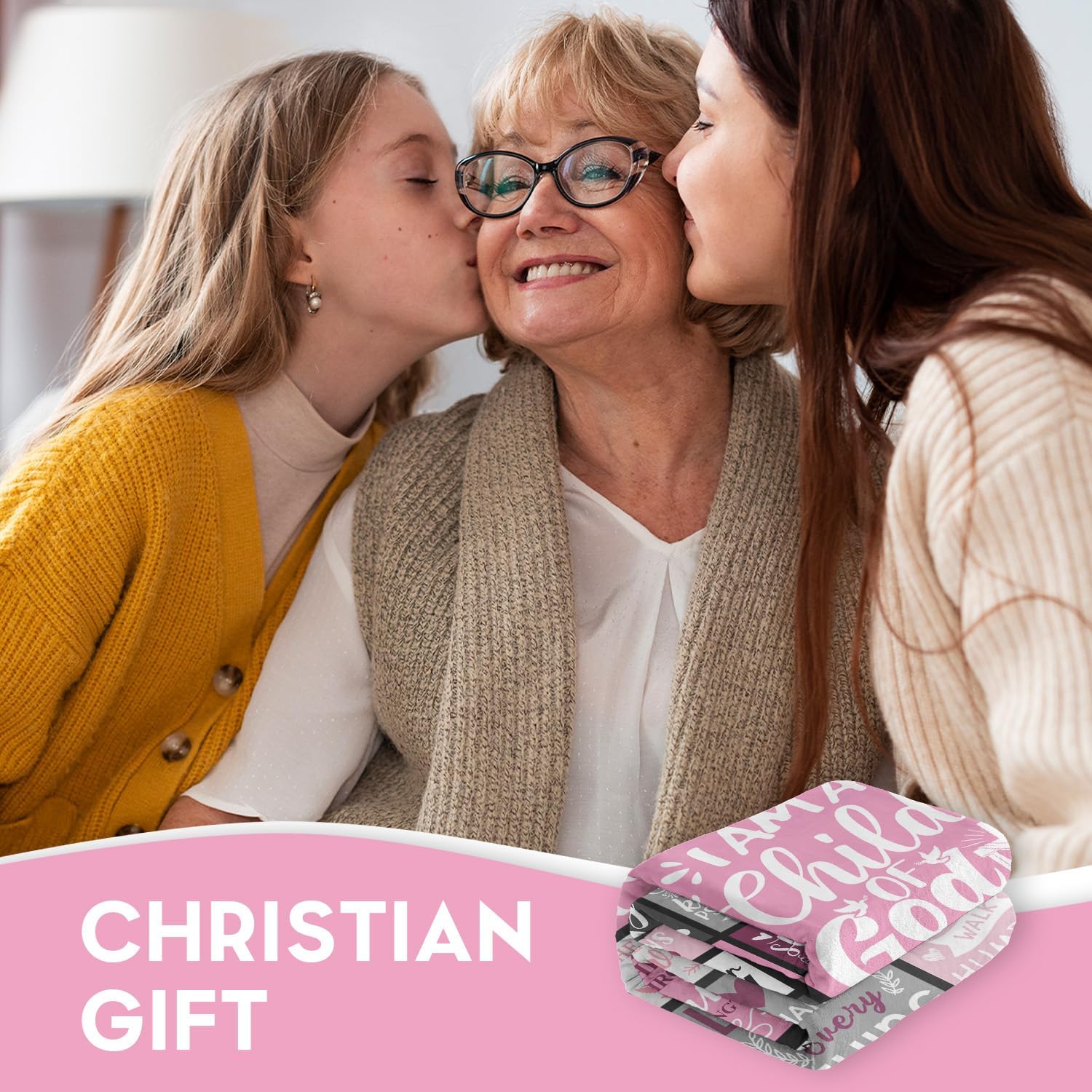 Christian Gifts for Women, Baptism Gifts for Girl, Religious Gifts for Women, Christian Blanket, Catholic Spiritual Bible Merch 60"x50" Throws Blanket for Christmas Birthday - Image 2