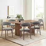 COLAMY Wooden Dining Chairs Set of 4, Modern Fabric Upholstered Kitchen Side Chairs, Farmhouse Dining Room Chair with Foot Pegs, Beige