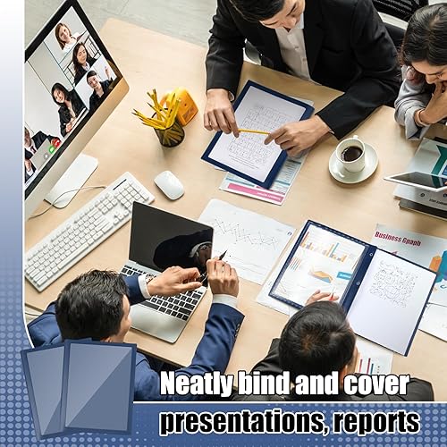 Miniatura 6 de Teling 36 portadas de informes con sujetadores de 3 puntas, carpetas de presentación frontal transparentes, vista de marco, carpeta de informes de