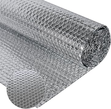 Double-Sided Aluminium Foil Insulation 150 cm x 2.5 m 3 mm Thick Insulation Film Reflective Film Aluminium Bubble Film Radiator Insulation for Vehicles Roofs Windows Pipes etc