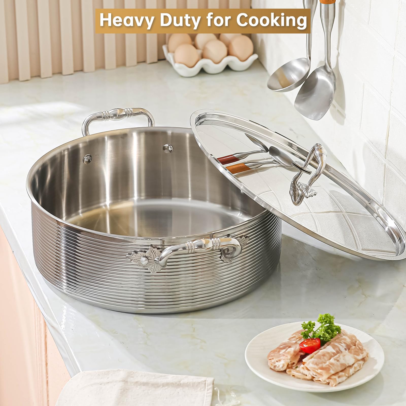 DELARLO 8qt Stainless Steel Braiser Pan -3 DELARLO 8qt Stainless Steel Braiser Pan -3