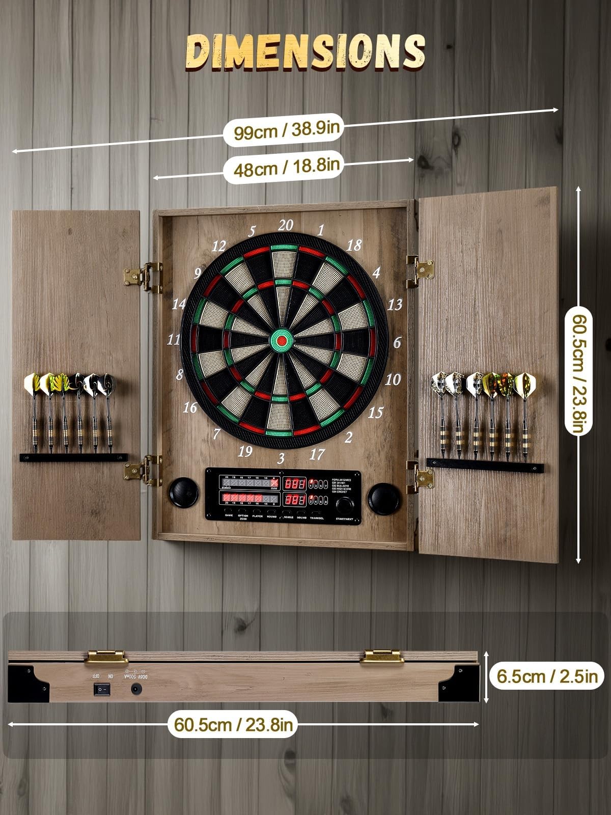 Jeu de Flechette Electronique, Coffret Décoratif pour Cible Flechette Electronique [12*Bronze Fléchettes] [Mode de Jeu Cricket]