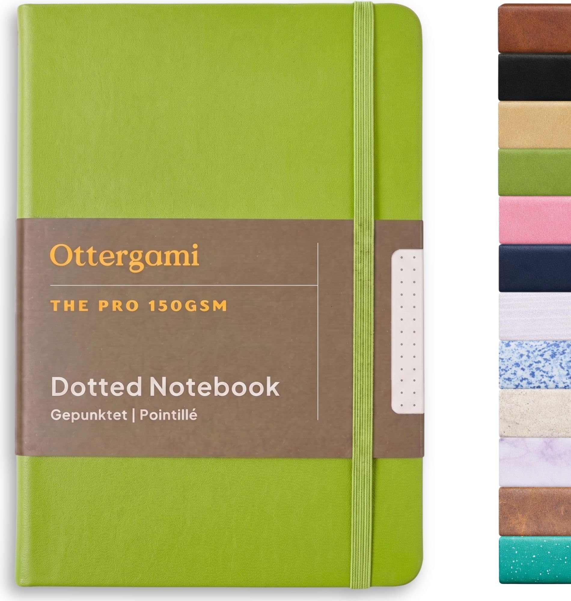 Ottergami The Pro Bullet Dotted Journal, (Grün), Notizbuch A5 Dotted Notebook mit 150gsm Dickes Paper, Notizbuch A5 Gepunktet mit 192 pages, Hardcover Notebook Punktiert Buch