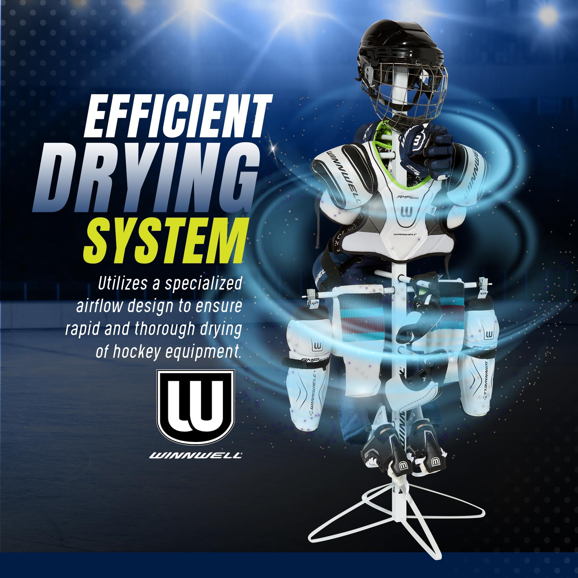 Winnwell Séchoir de Hockey de qualité supérieure – Support de Rangement Portable en métal pour équipement de Hockey sur Glace