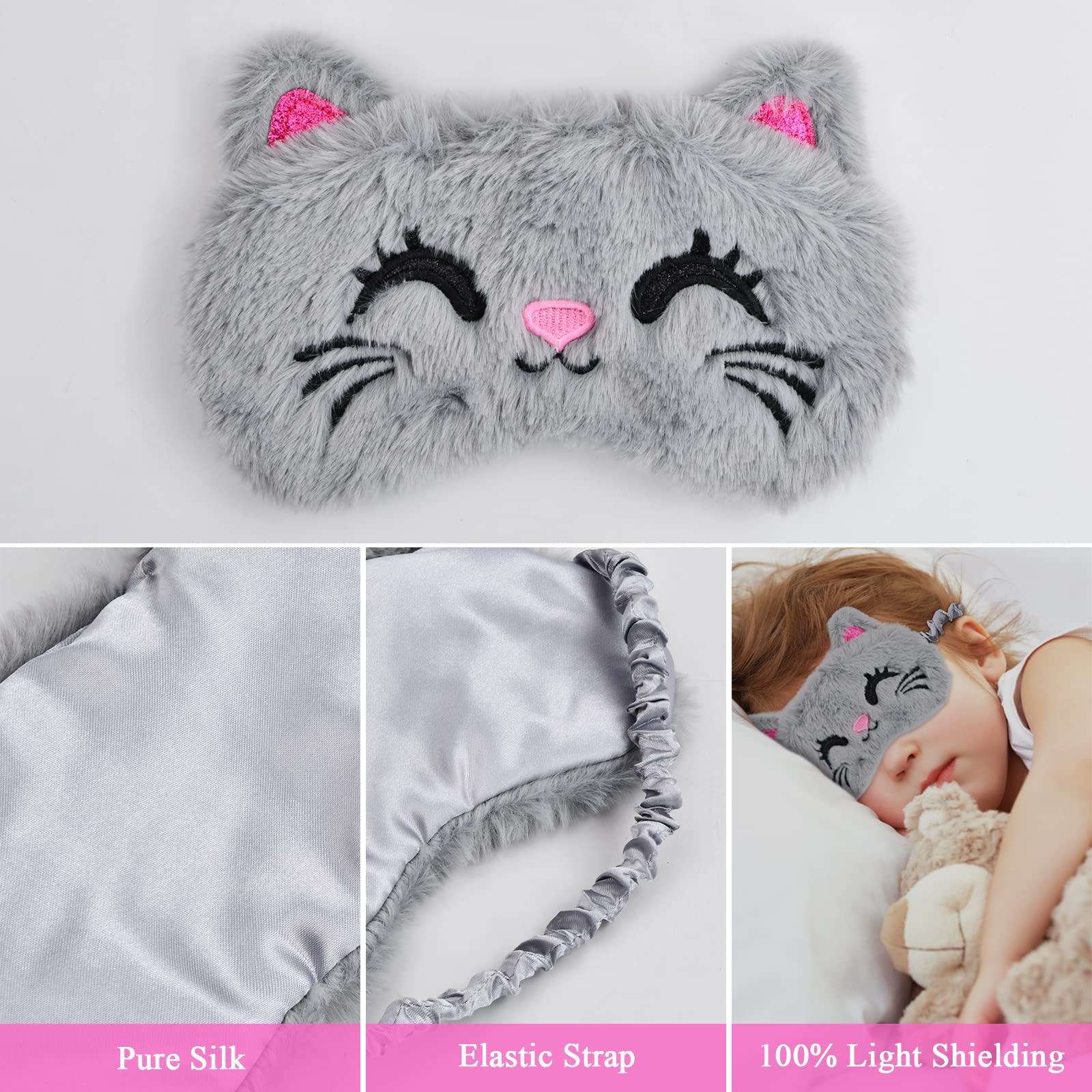 Set 4 Mascherine Per Dormire In Peluche - Morbide, Oscuranti, Con Elastico Regolabile, Colori Assortiti - 3