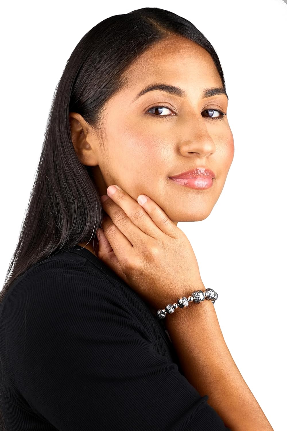 American West Jewelry Sterling Silver Women's Coil Wrap Bracelet Silver Native Pearls One Size Fits Most