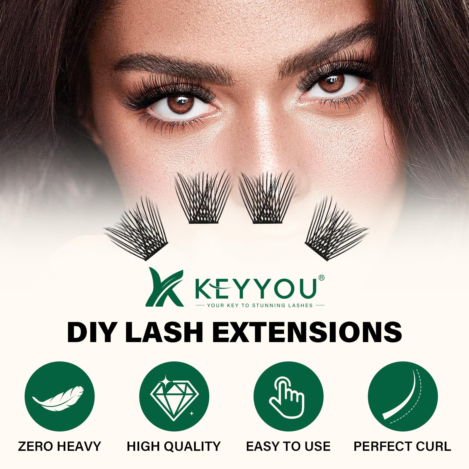Wimpernbüschel 144pcs Einzelwimpern D Curl 8-18MIX Wimpernbüschel KEYYOU Air Touch Cluster Wimpern Super Leicht Weich Wispy Bequem Einfach DIY zu Hause(Air02-D-8-18MIX)