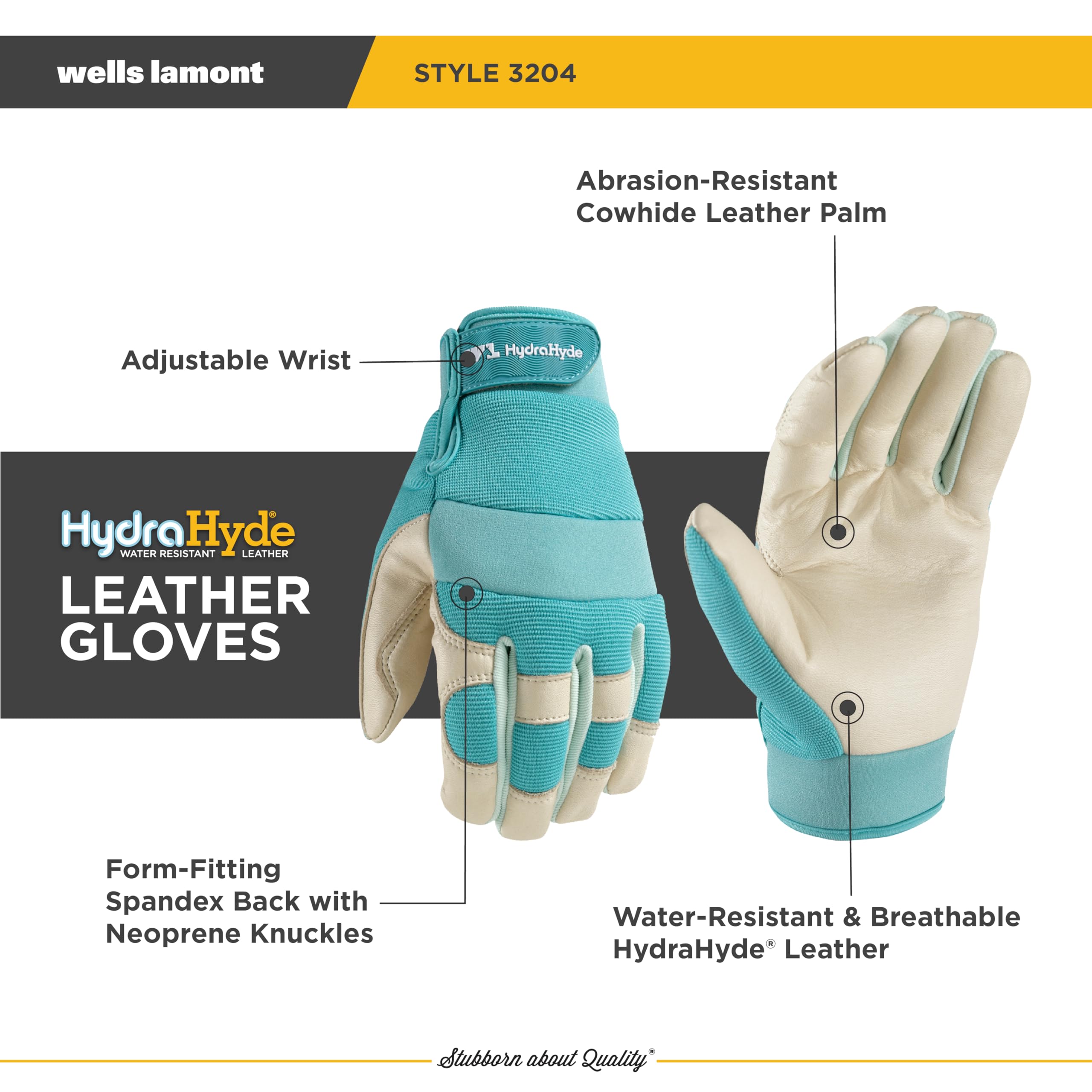 Wells Lamont Gants de travail/jardinage hybrides pour femme | Cuir Hydrahyde résistant à l'eau | Bleu marine Taille M (3204M)