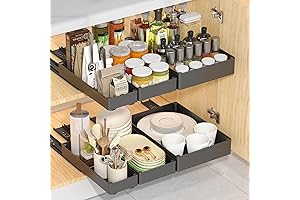 3 Pack Pull Out Cabinet Organizer, Slide Out Drawers for Kitchen Cabinets