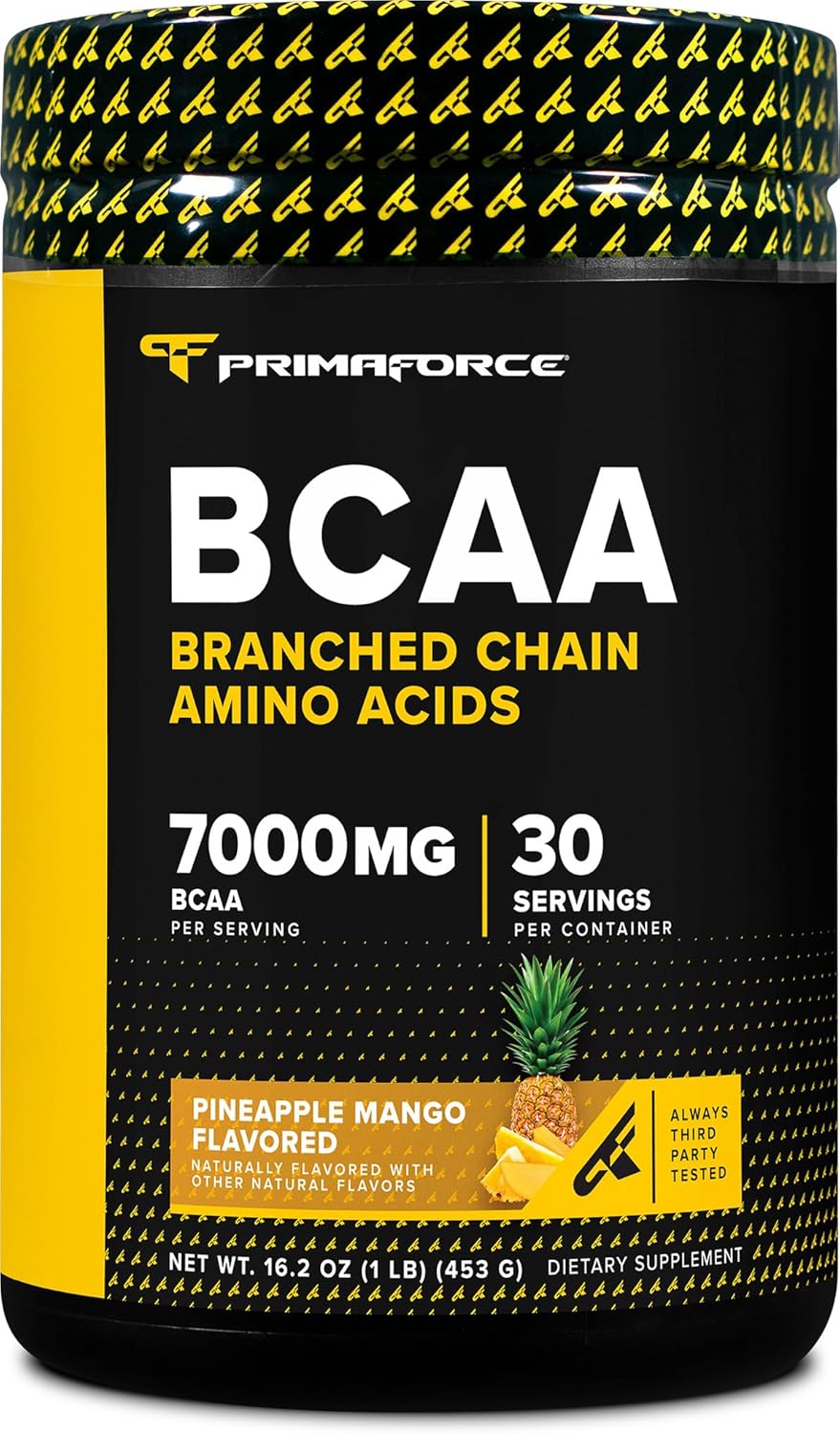 Primaforce BCAA Powder (Pineapple Mango) 30 Servings Per Container - 2:1:1 BCAAs, Post-Workout Recovery Drink with Amino Acids and Real Salt for Men & Women