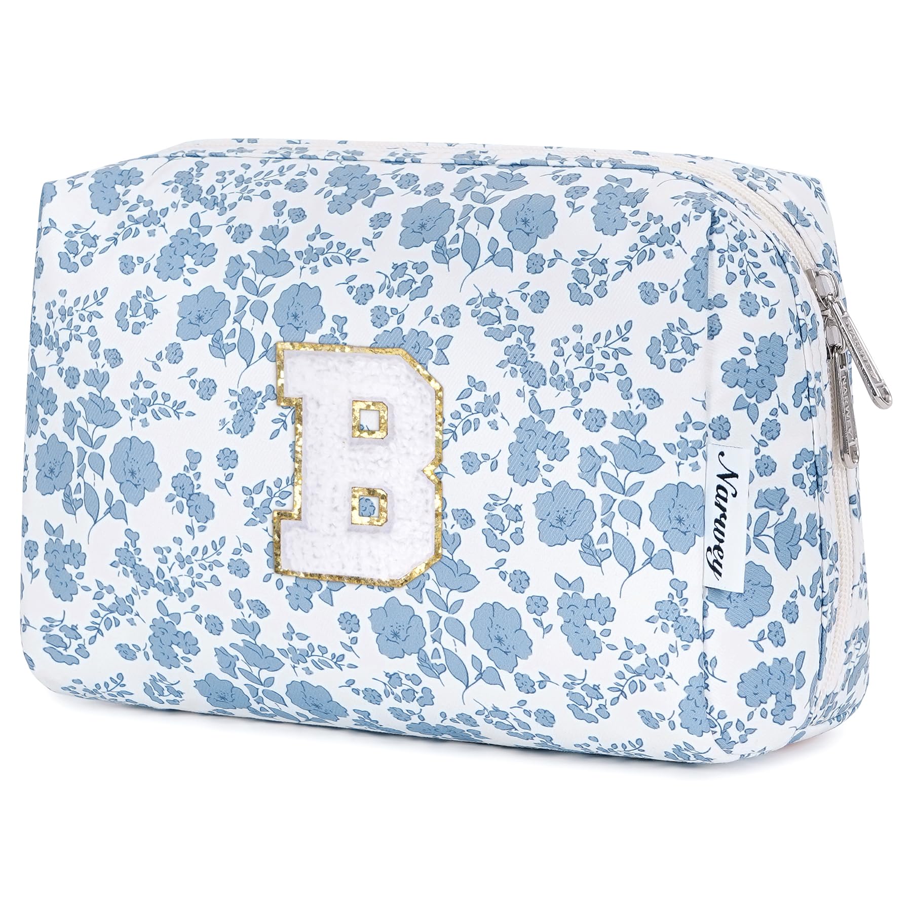Narwey Birthday Gifts for Teen Girls Kids Women Personalized Initial Floral Makeup Bag Cute Cosmetic Trendy Stuff 6 8 10 11 12 13 14 16 18 Years Old