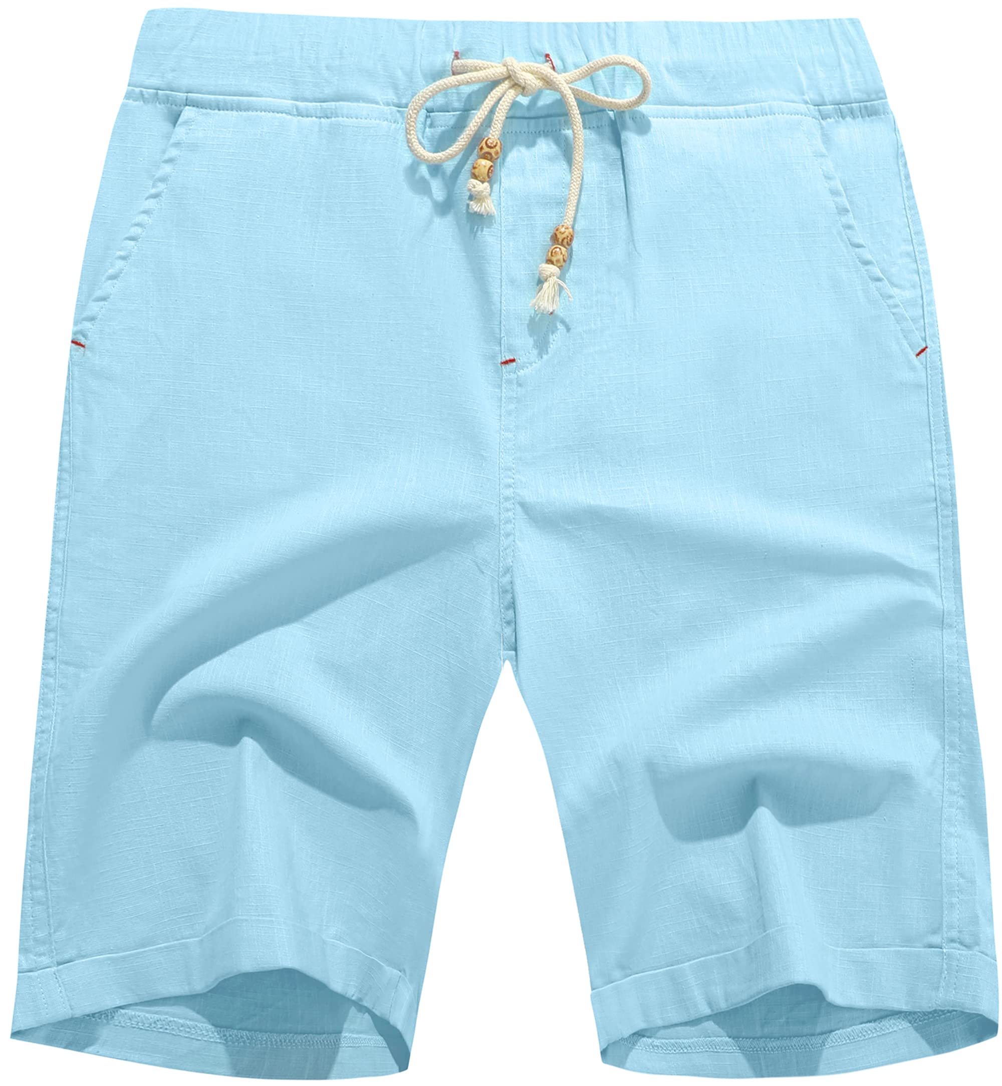 Boisouey Men's Linen Casual Classic Fit Short Summer Beach Shorts