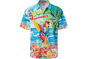 Men's Summer Hawaiian Shirts Funny Performance Printed Button Down Casual Bowling Shirt