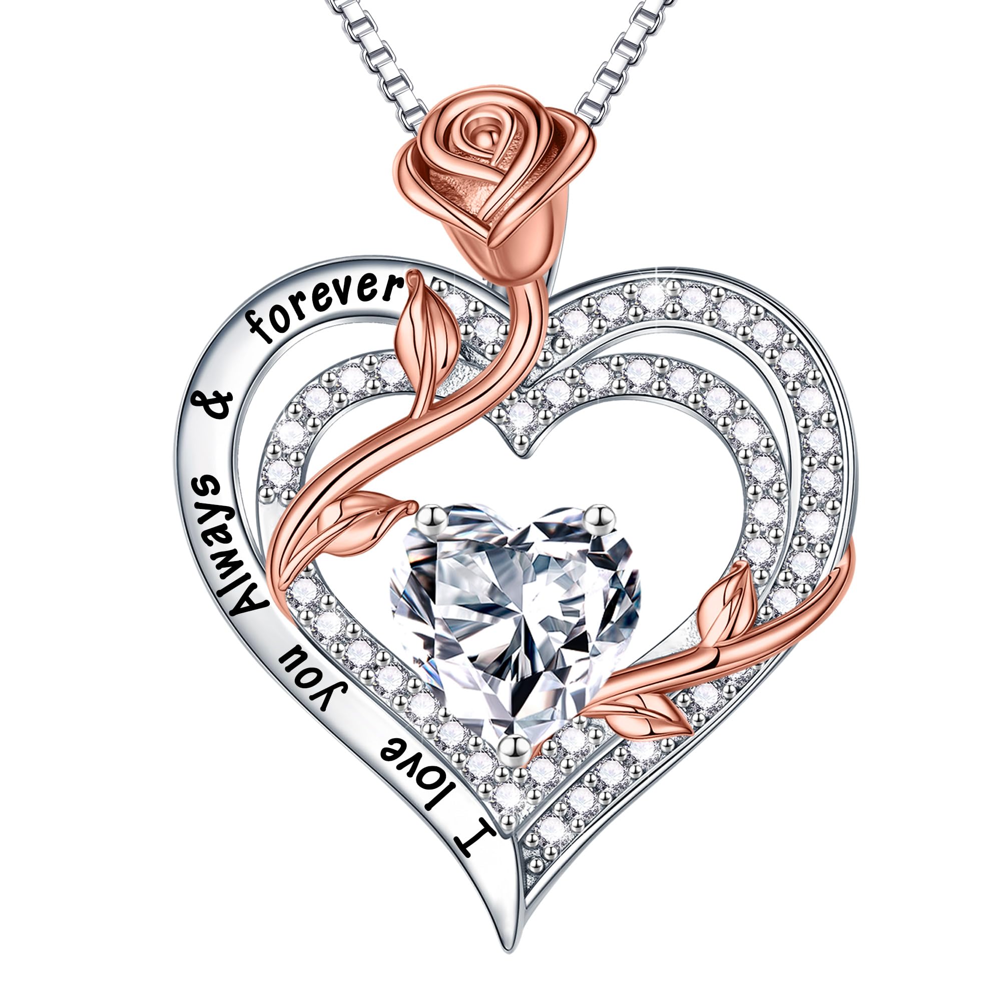 MOOSEA Rose Heart Moissanite Necklace