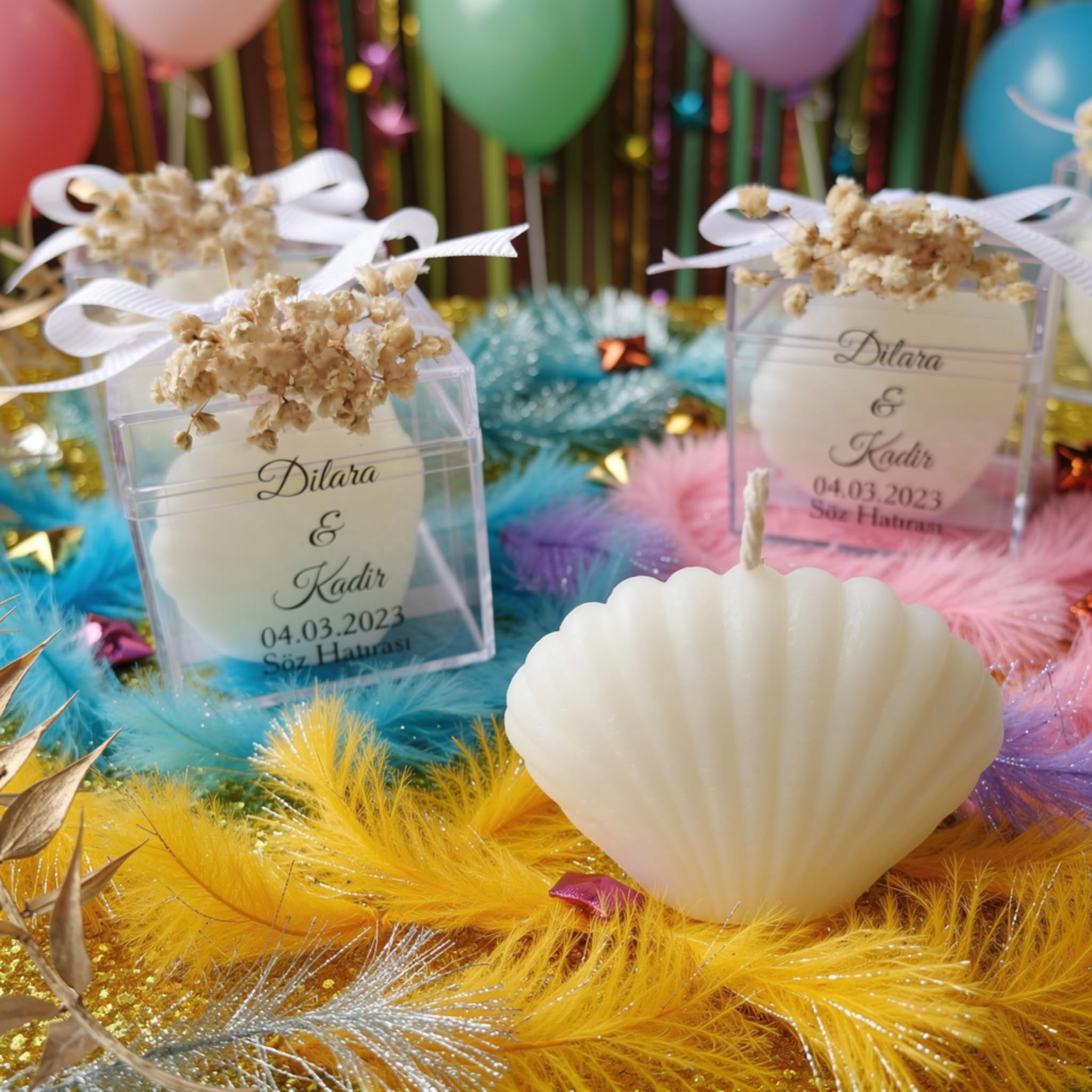 Lot de 50 bougies blanches élégantes en forme de coquillage pour mariages, fêtes prénatales et sur la plage, cadeaux de fête polyvalents