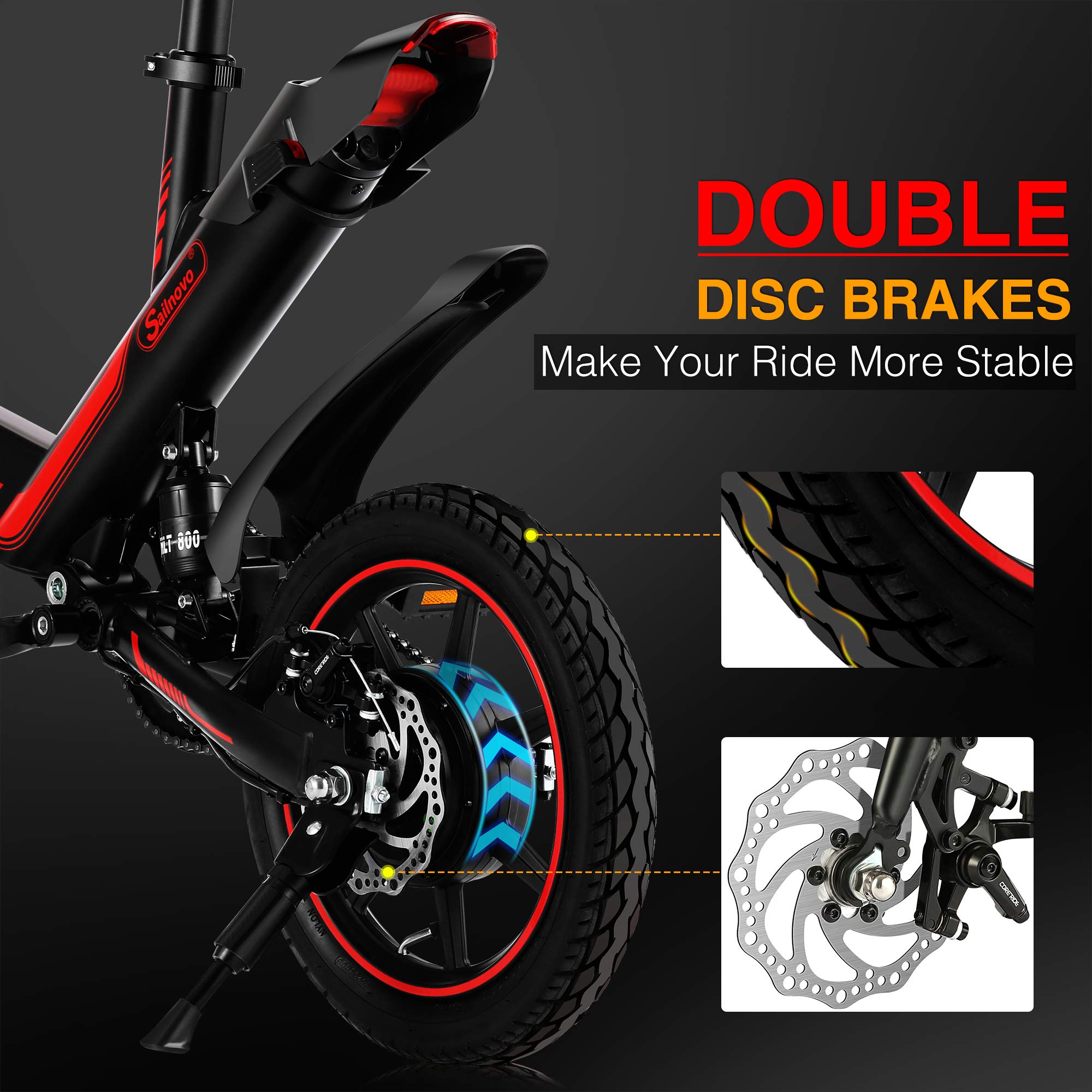 Electric Bicycle, Sailnovo 14'' Electric Bike for Adults and Teenagers