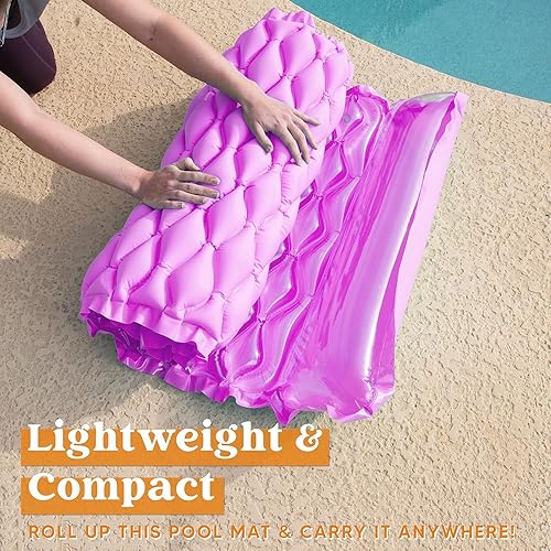 Miniatura 10 de SLOOSH Inflatable Pool Floats Raft,Floating Lounge for Adults,64x32 inch Swimming Mat Pool Mattress with Headrest,2 Pieces Float Air Mat for Summer