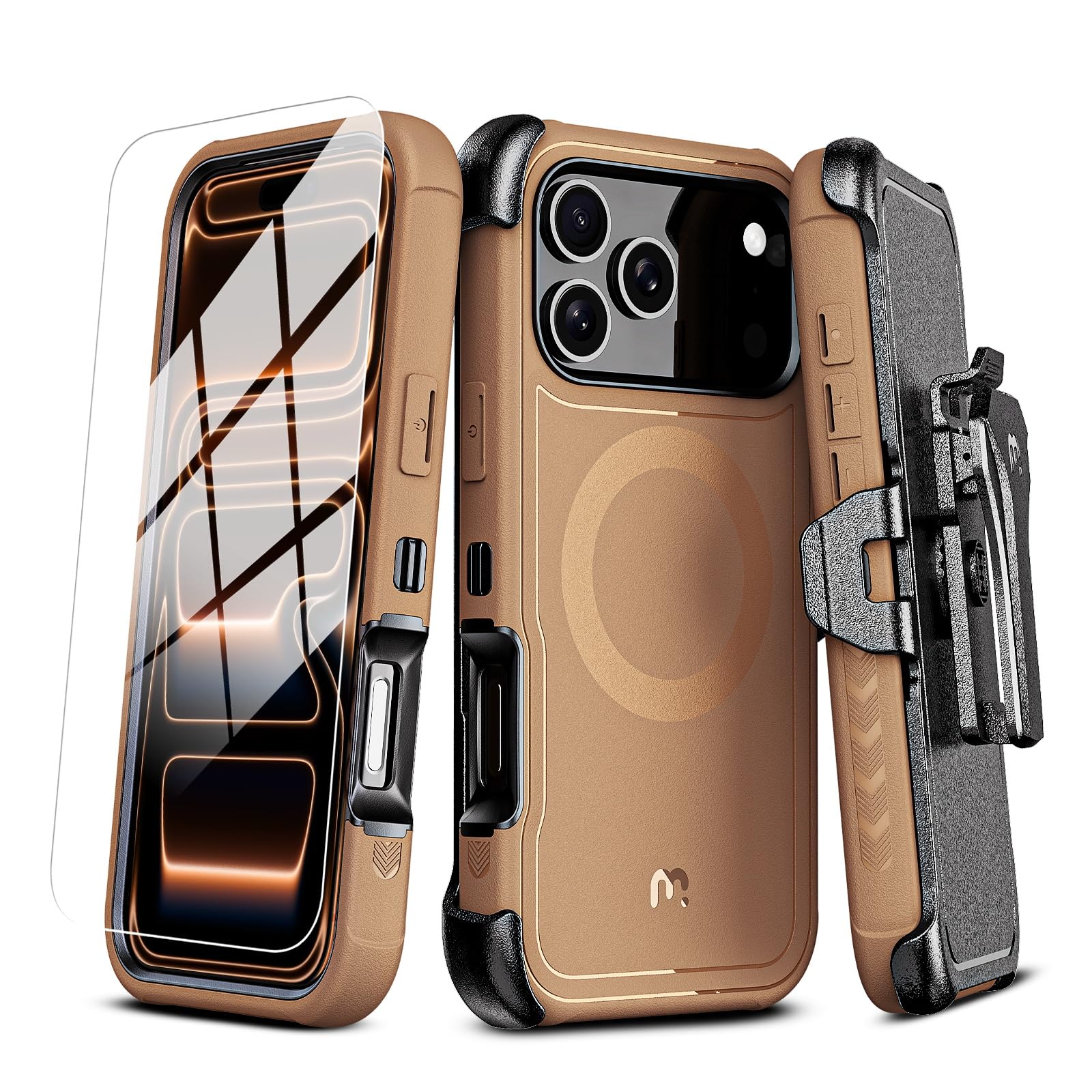 Photo 1 of ***HEAVILY USED/ DIRTY*** M MYBAT PRO for iPhone 17 Pro Max Case with Belt Clip Holster, Maverick Series 17 Pro Max Case[Compatible with Magsafe] w/Screen Protector,Anti-Drop,with 360°Rotating Kickstand
