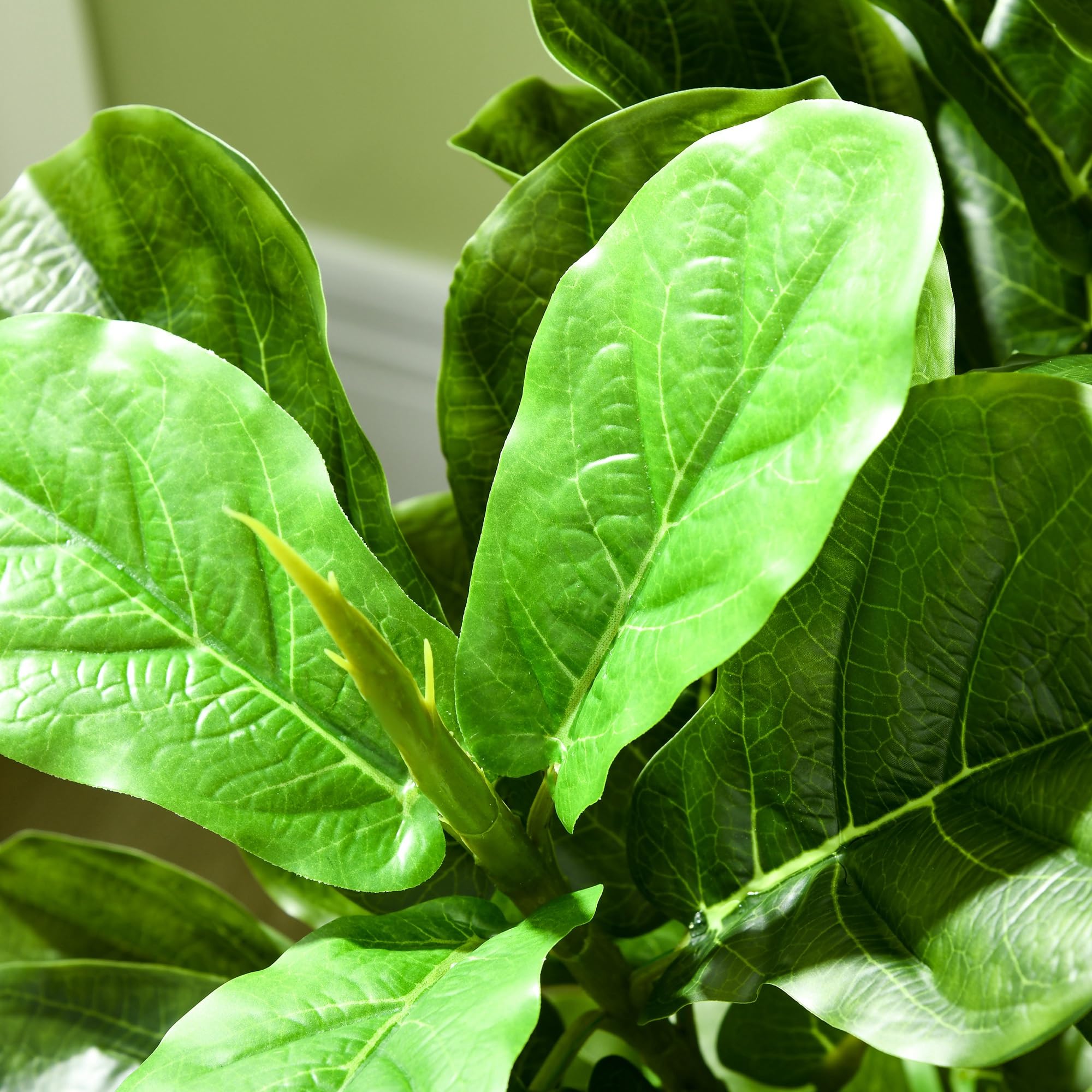 HOMCOM Planta Artificial Decorativa 110x15 cm Árbol Artificial de Ficus con 90 Hojas y Maceta para Interior Decoración para Sala de Estar Oficina Verde