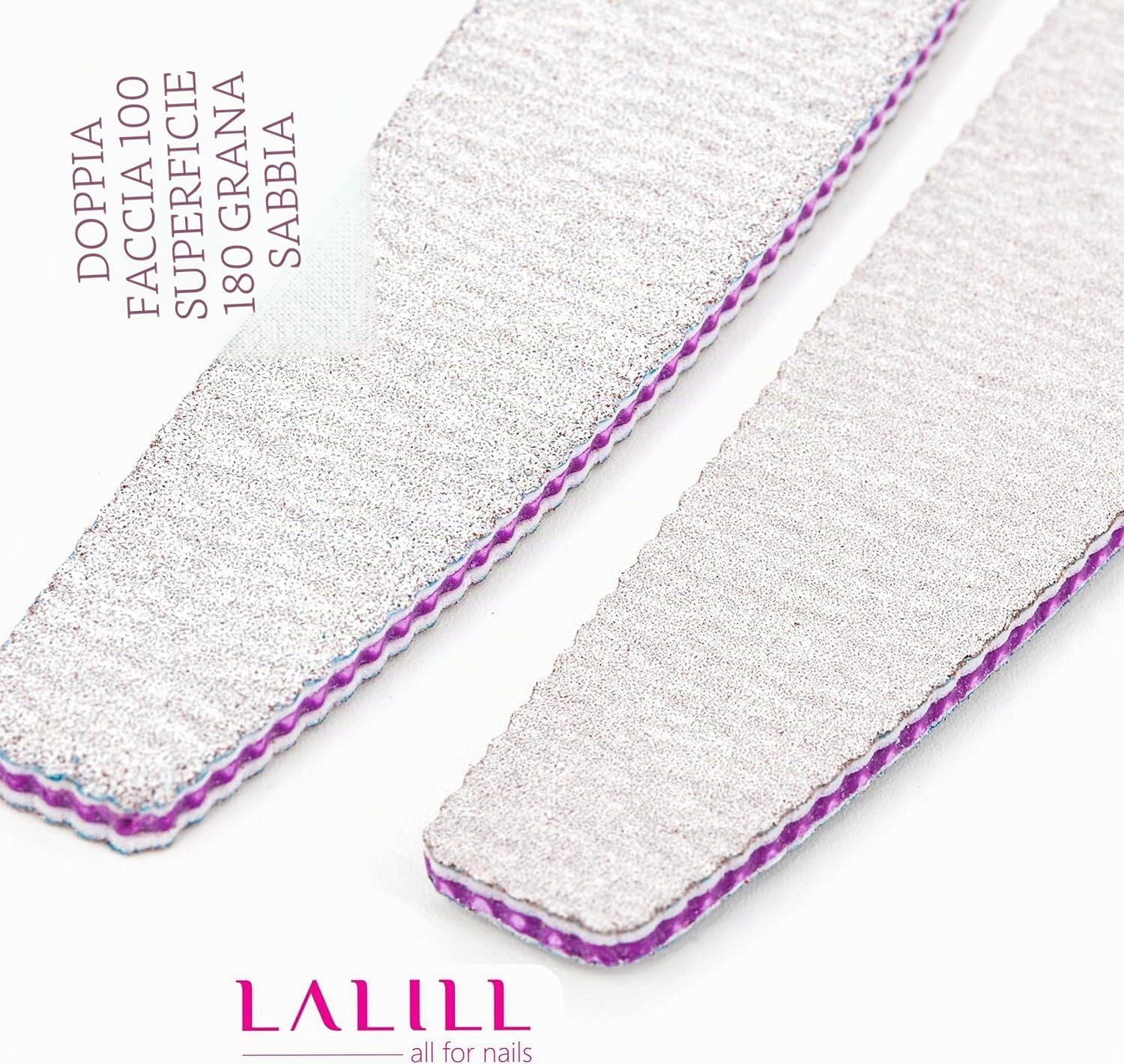 LALILL Lima per Unghie 50 Pz. 100/180 Grit, Mezza Luna Zebra - Lime per Unghie in Gel - Modellazione di Unghie Ibride, Acriliche, Gel Polish - Bifacciale, Monouso - Buffer, Block, Professionale