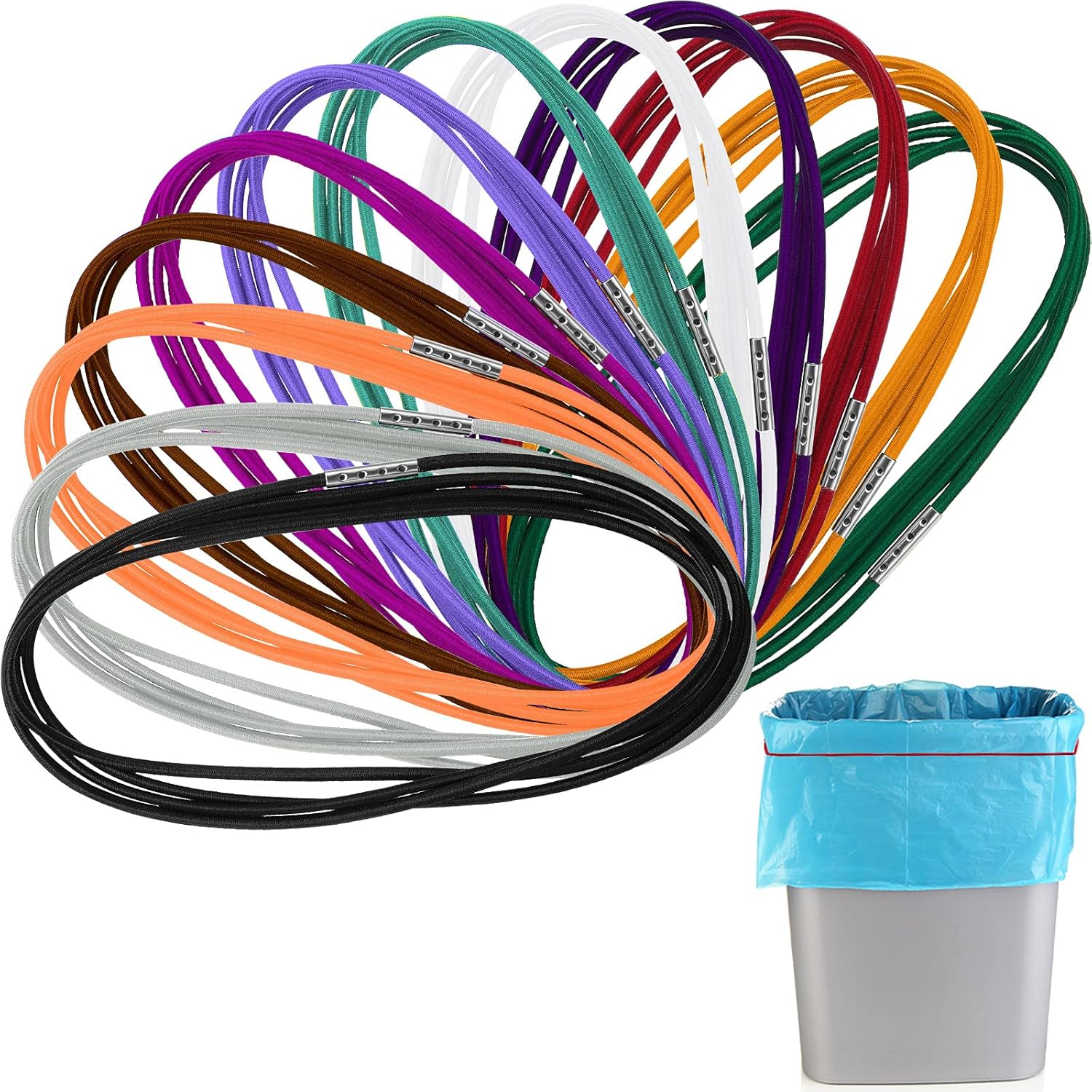 Riakrum 12 Pieces 3.28 ft Trash Can Bands for 13 30