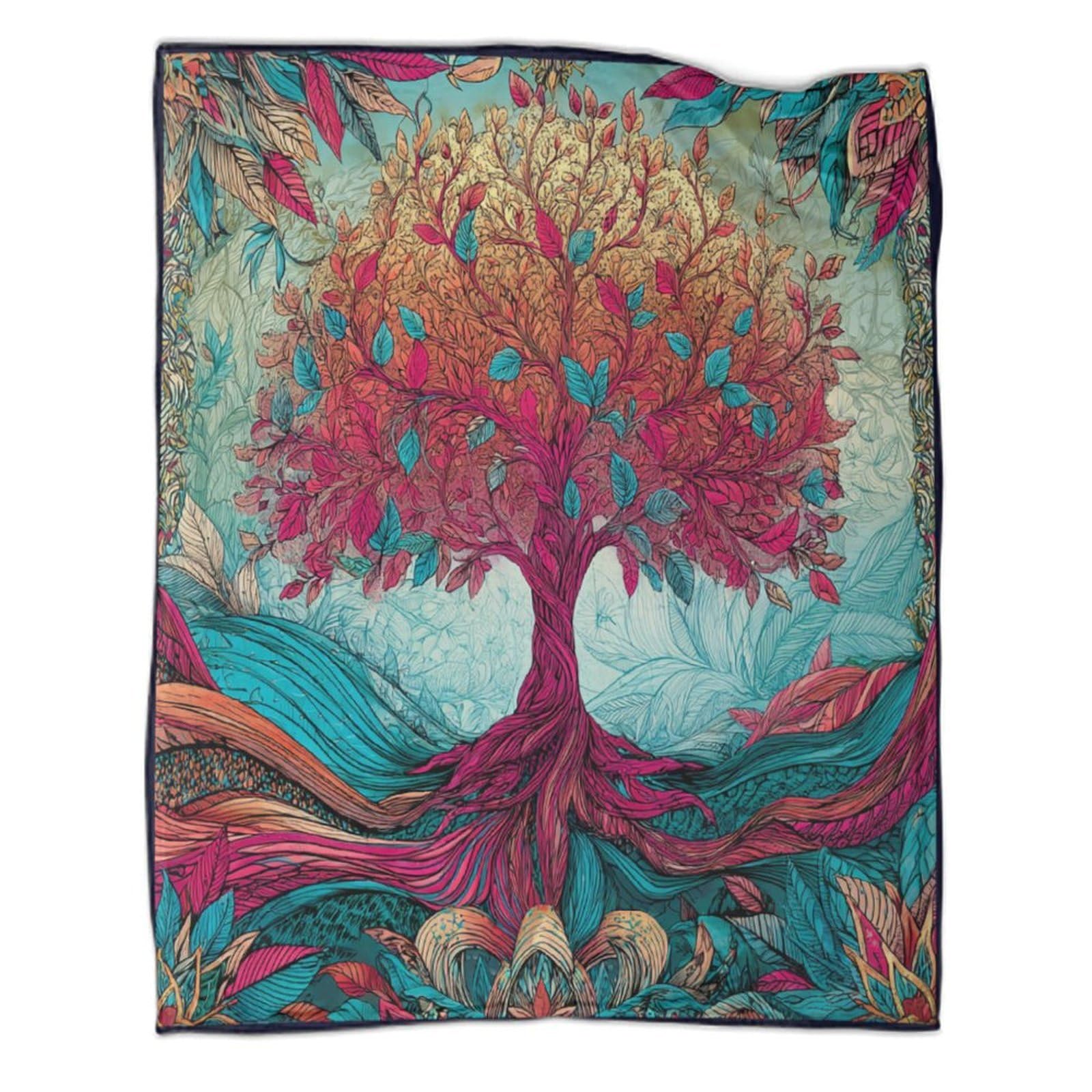 kaiyun Brightly Colored Tree of Life Throws,Soft And Warm Printed Flannel for Bed And Sofa 80x90inch(200x230cm)