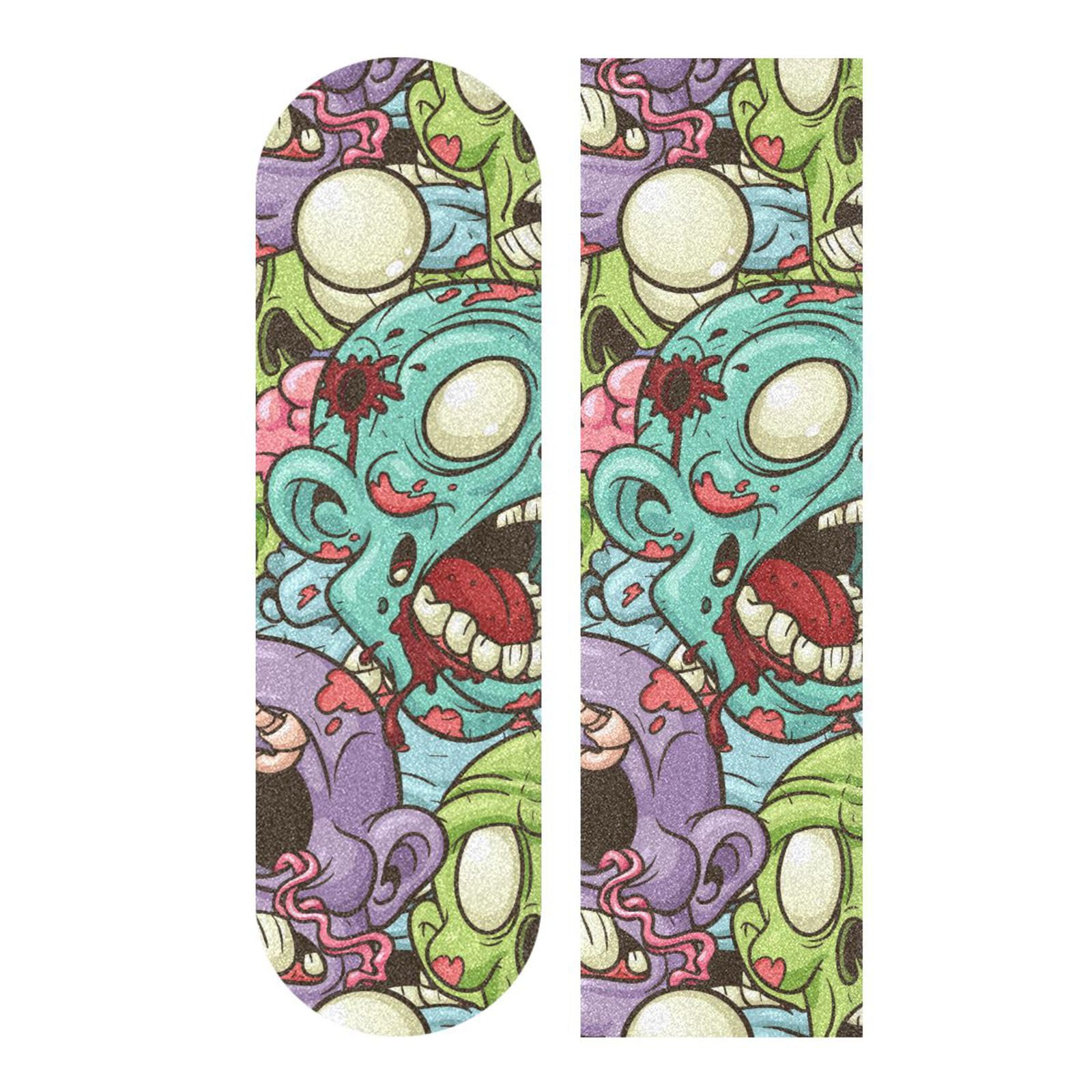 GuoChe Cartoon Zombies Colorful Happy Halloween Skateboard Grip Tape Bubble Free Skateboard Griptape Sticker Deck Sandpaper for Rollerboard 33