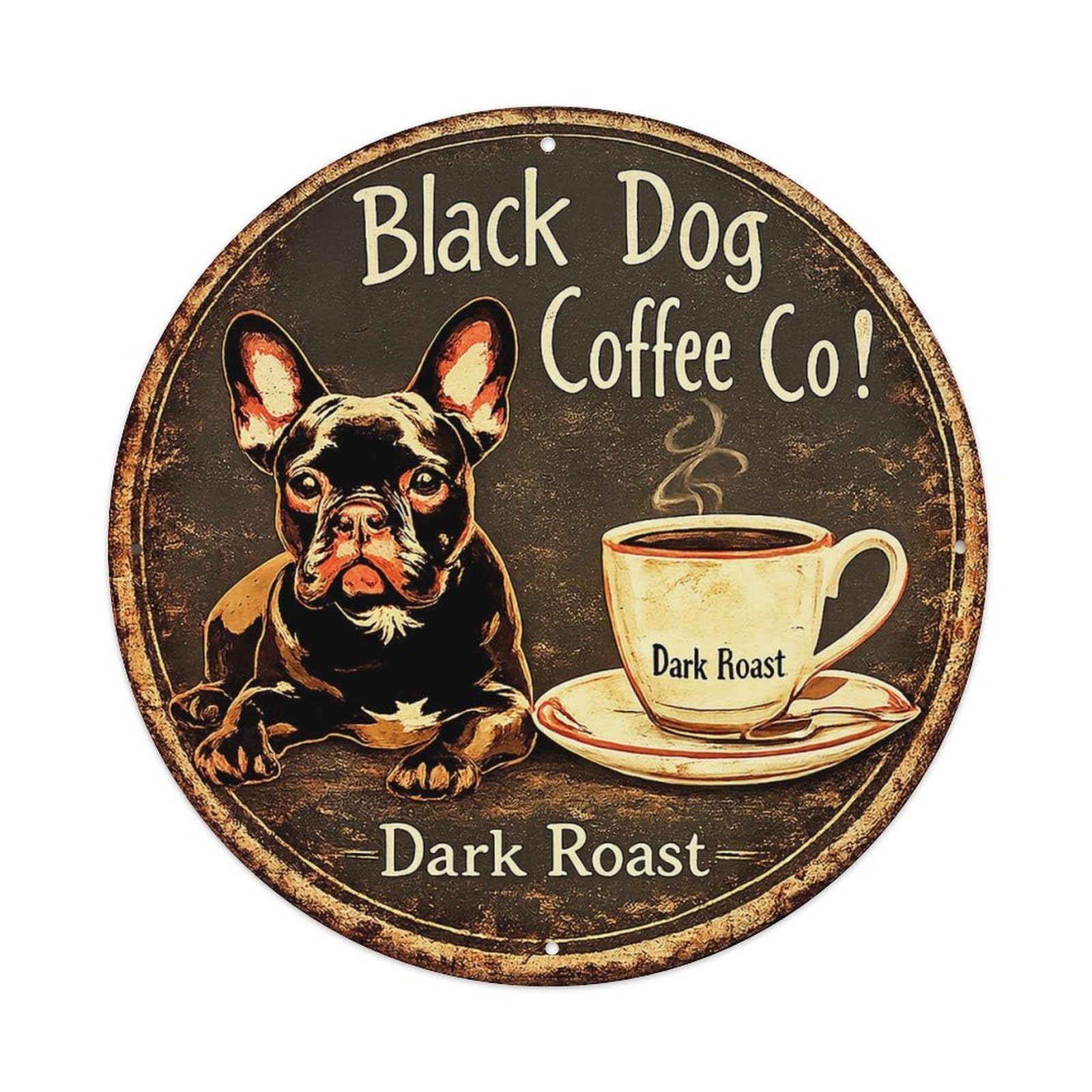 Black Dog Coffee Co Dark Roast Metal Tin Sign Plaque