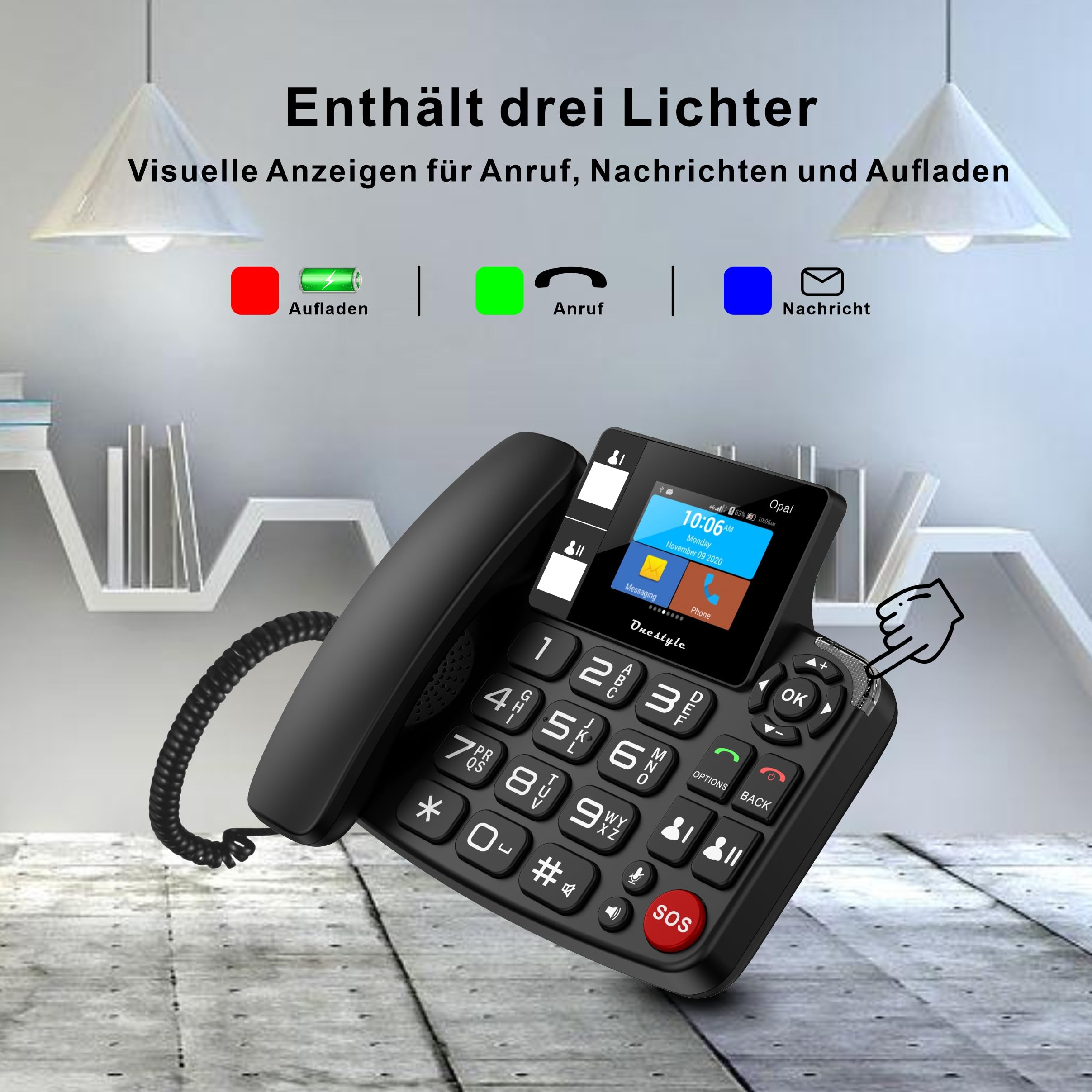 Opal Tischtelefon mit WiFi, Dual-SIM für Senioren geeignet