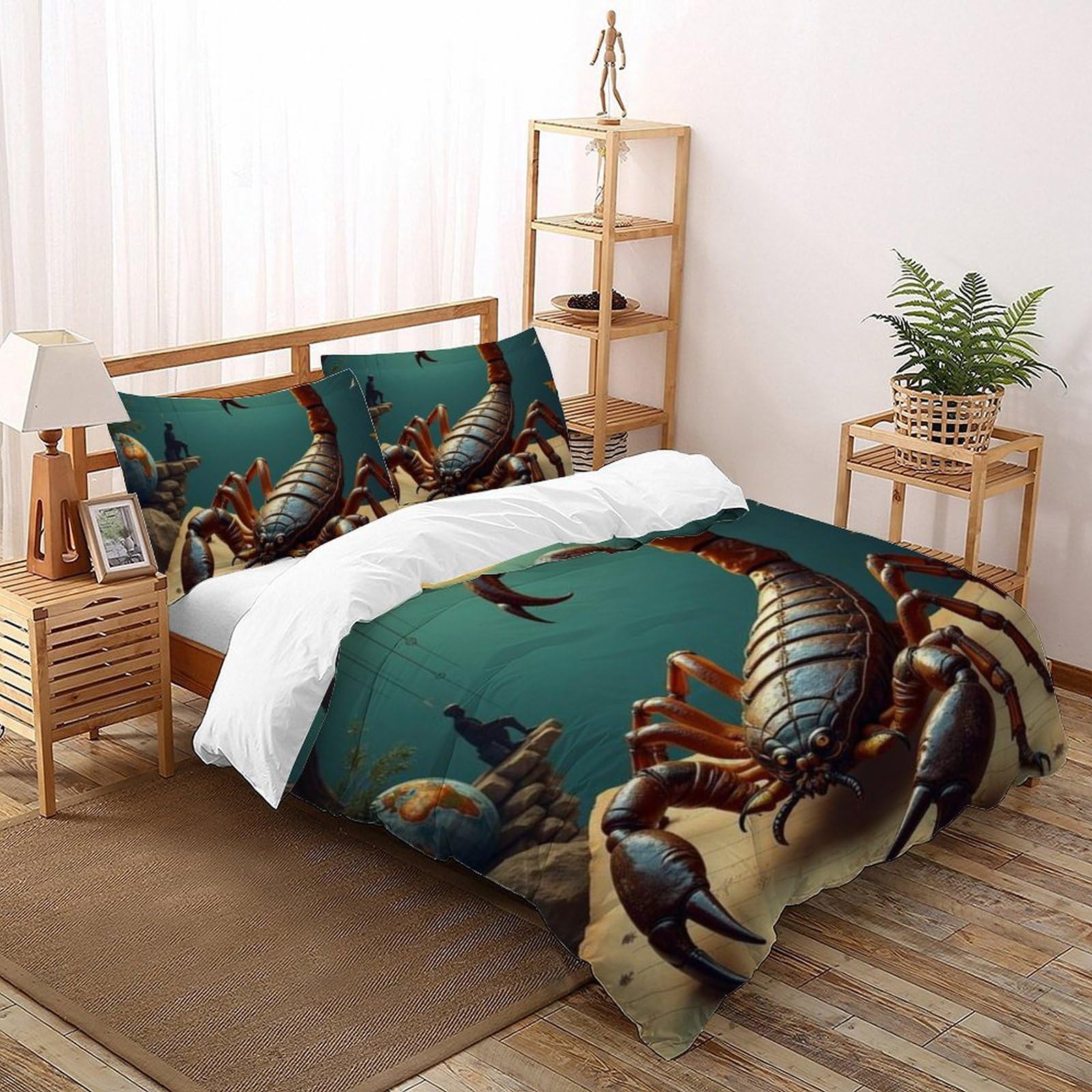 Housse de couette scorpion microfibre sans repassage lit double