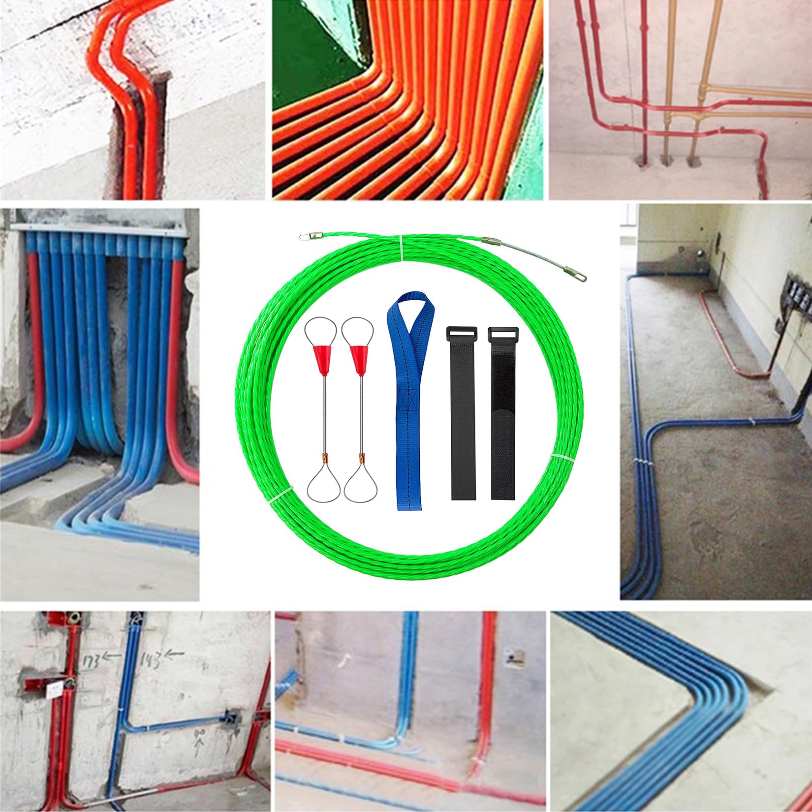30 M Ayuda Para Tirar Cables Cinta De Tracción Cable De Tracción Espiral De Tracción Ayuda Para Tirar Cables Con Resorte De Tracción Para Cables e Instalaciones Eléctricas