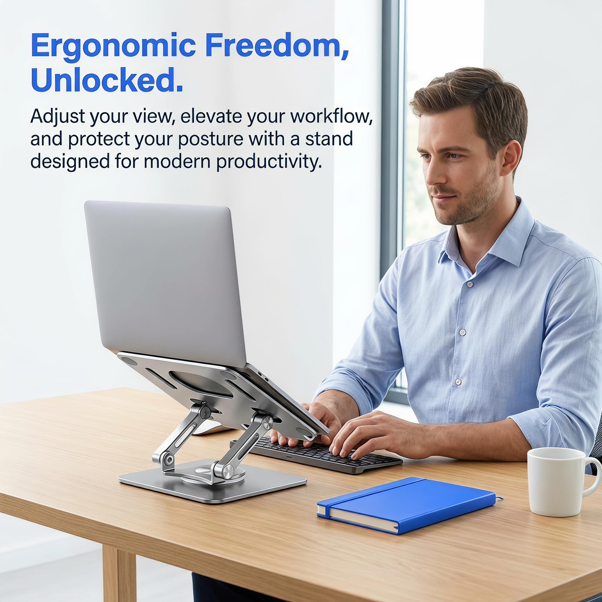Supporto Pieghevole per Laptop da Scrivania, Supporto per Tablet E Telefono, Staffa Regolabile per Cellulare, Vassoio Ergonomico per Letto, Casa, Ufficio E Viaggi.