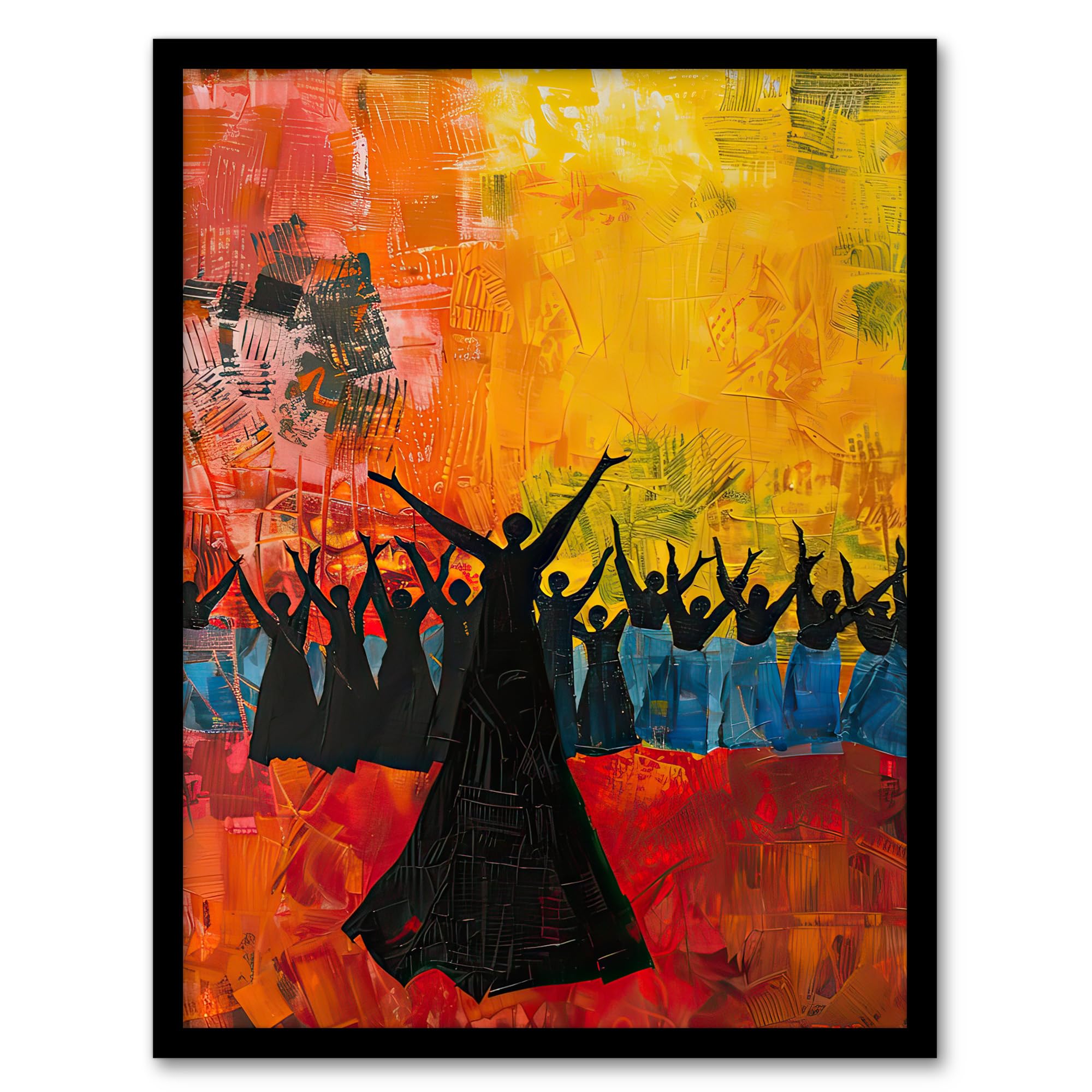 Artery8 Colourful Choir Praise Rainbow Oil Painting Living Room Artwork Framed Wall Art Print 18X24 Inch