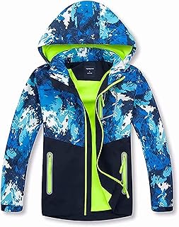decathee Boys Girls Rain Jackets Waterproof Lightweight Hooded Raincoats Lined Softshell Windbreakers for Kids