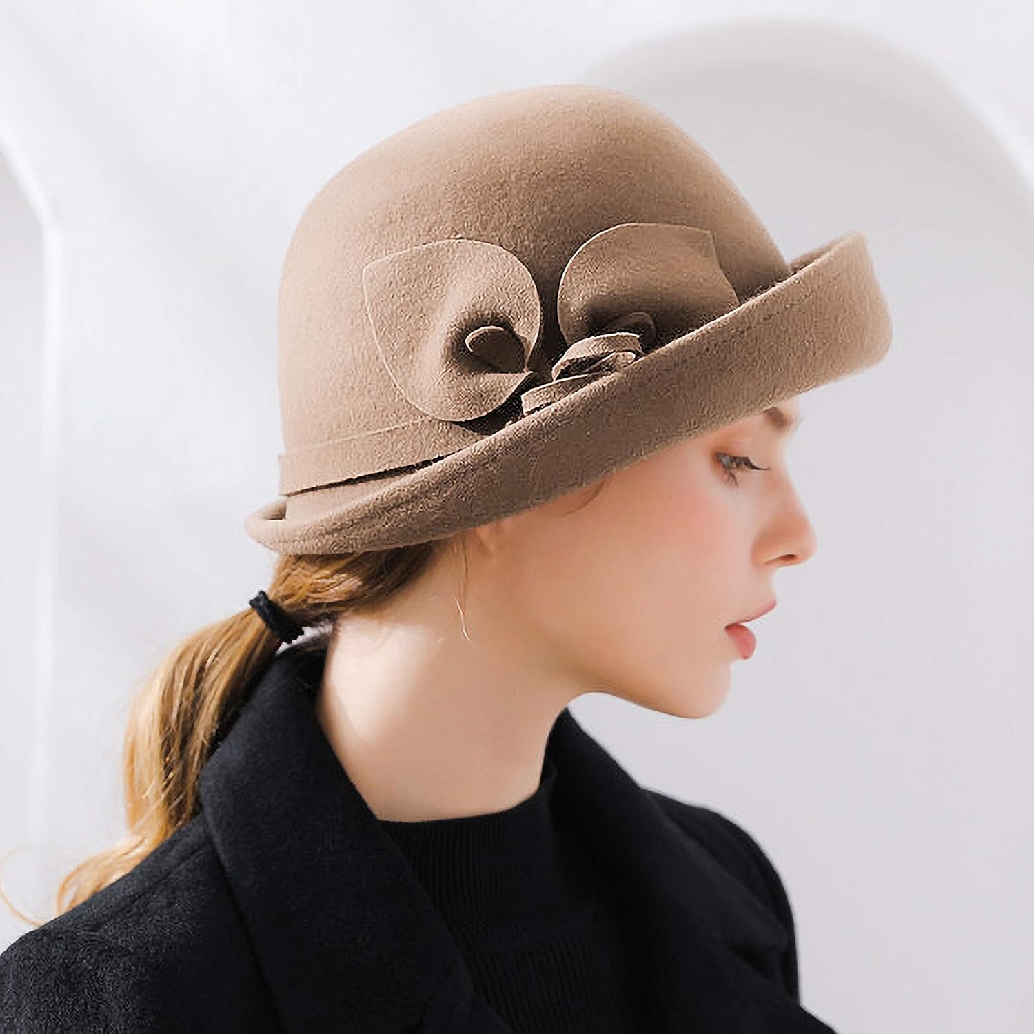 Bienvenu Ladies Bucket Hat Vintage Cloche Hats Church 100% Wool