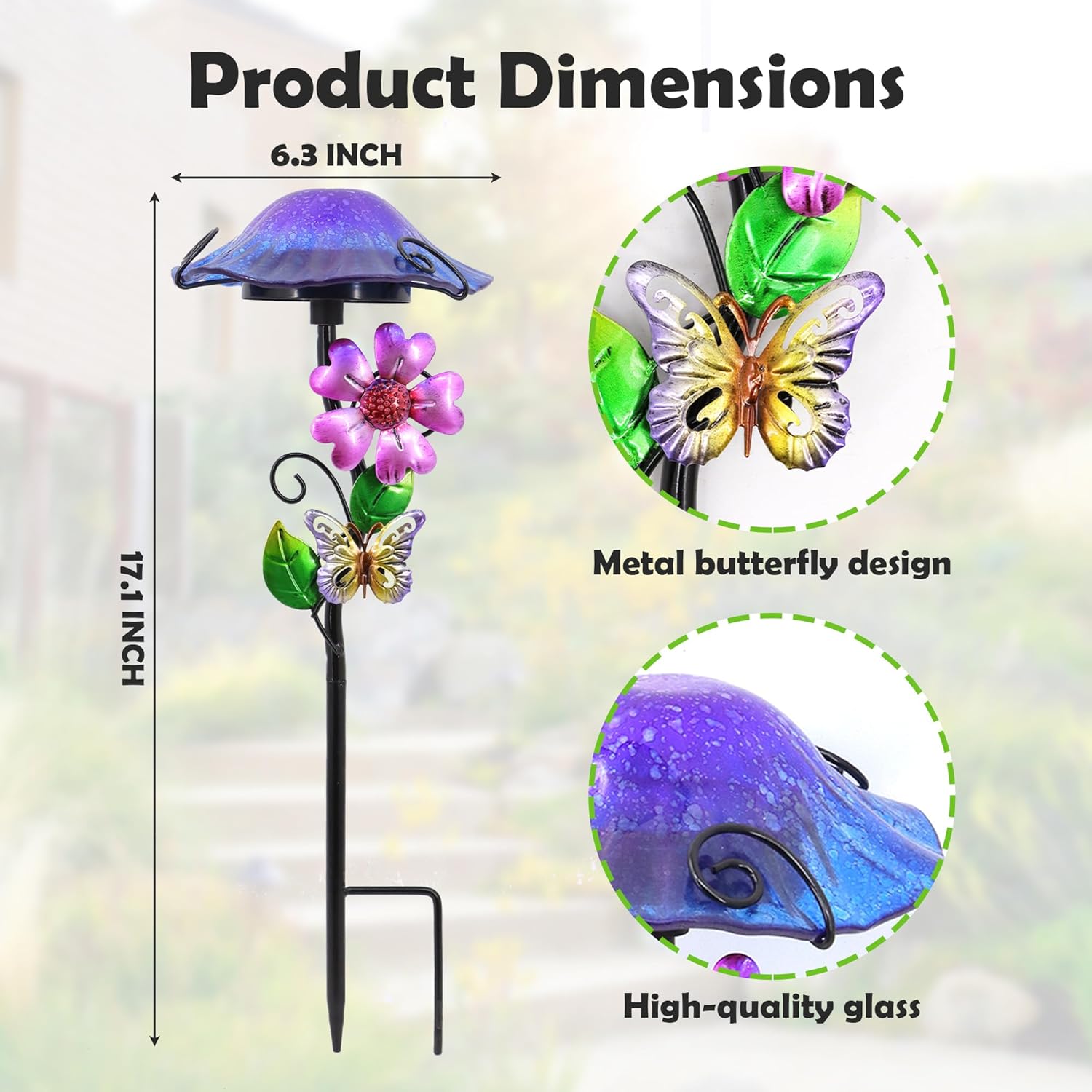 Solar Outdoor Lights Decorative Solar Glass Mushroom Lights Waterproof LED Purple Garden Stake Light for Walkway Pathway Lawn Patio Yard Decorations.