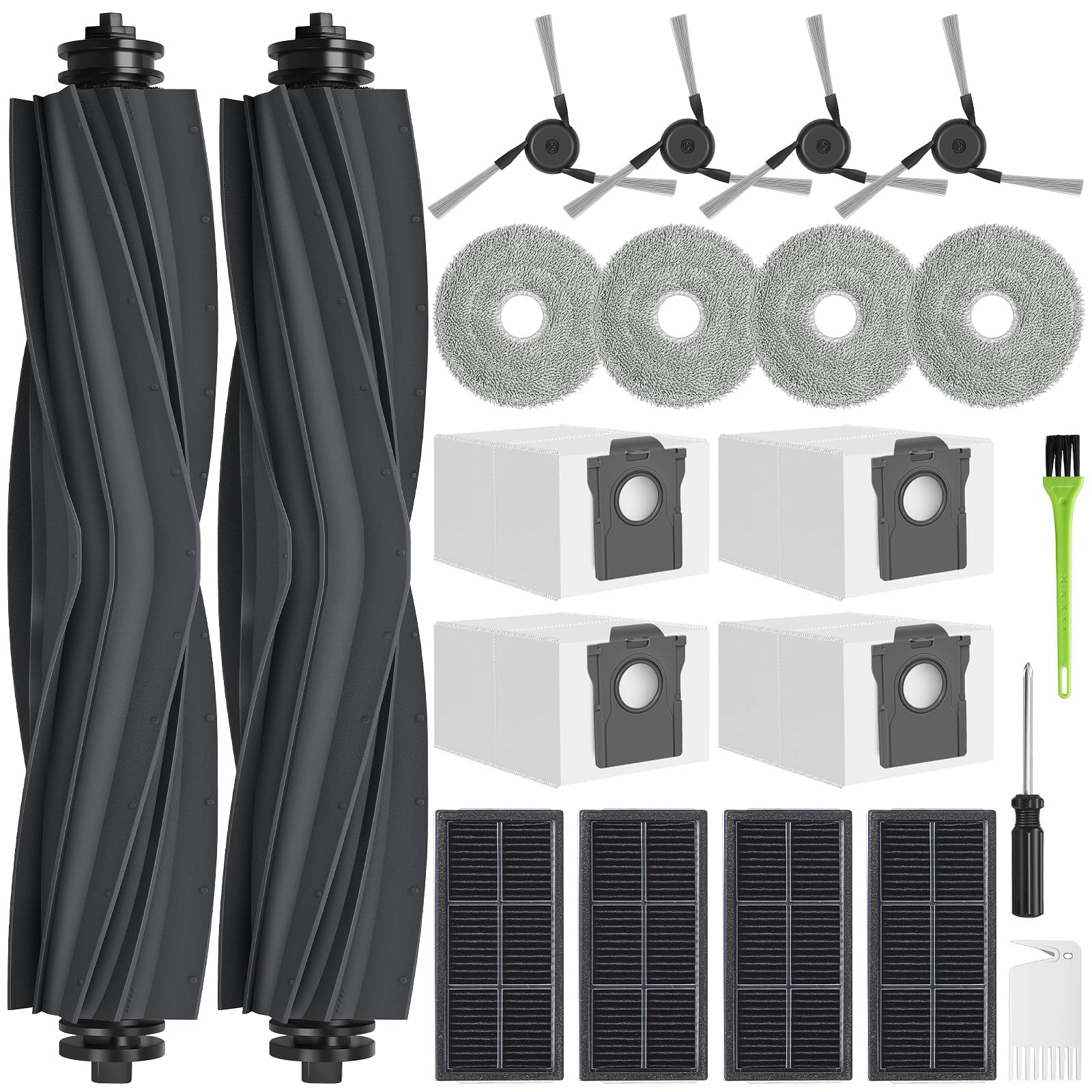 Photo 1 of DrRobor Replacement Parts for Dreame L40 Ultra | X40 Ultra | Mova P10 Pro Ultra, Includes 2 Main Brush, 4 HEPA Filters, 4 Mop Pads, 4 Side Brushes, 4 Dust Bag and Tools