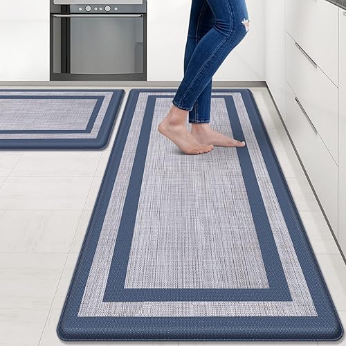 Miniatura 1 de Mattitude Tapete de cocina 2 piezas Alfombras acolchadas de 0.47 pulgadas, antideslizantes, impermeables, ergonómicas, cómodas para cocina, suelo,