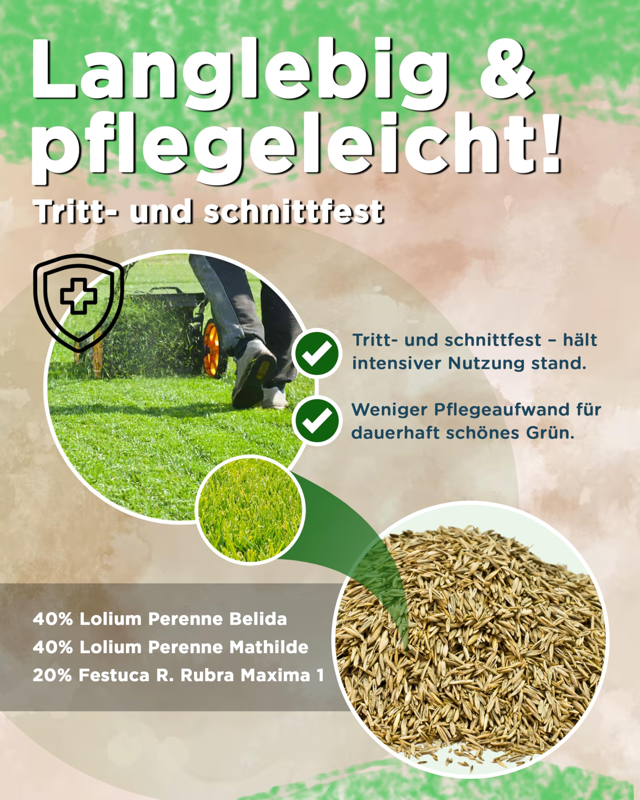 Futterbauer Rasensamen Sport & Spiel 10 kg, Robuster & dichter Rasen für Garten & Spielrasen, Schnelle Keimung, trittfest & pflegeleicht