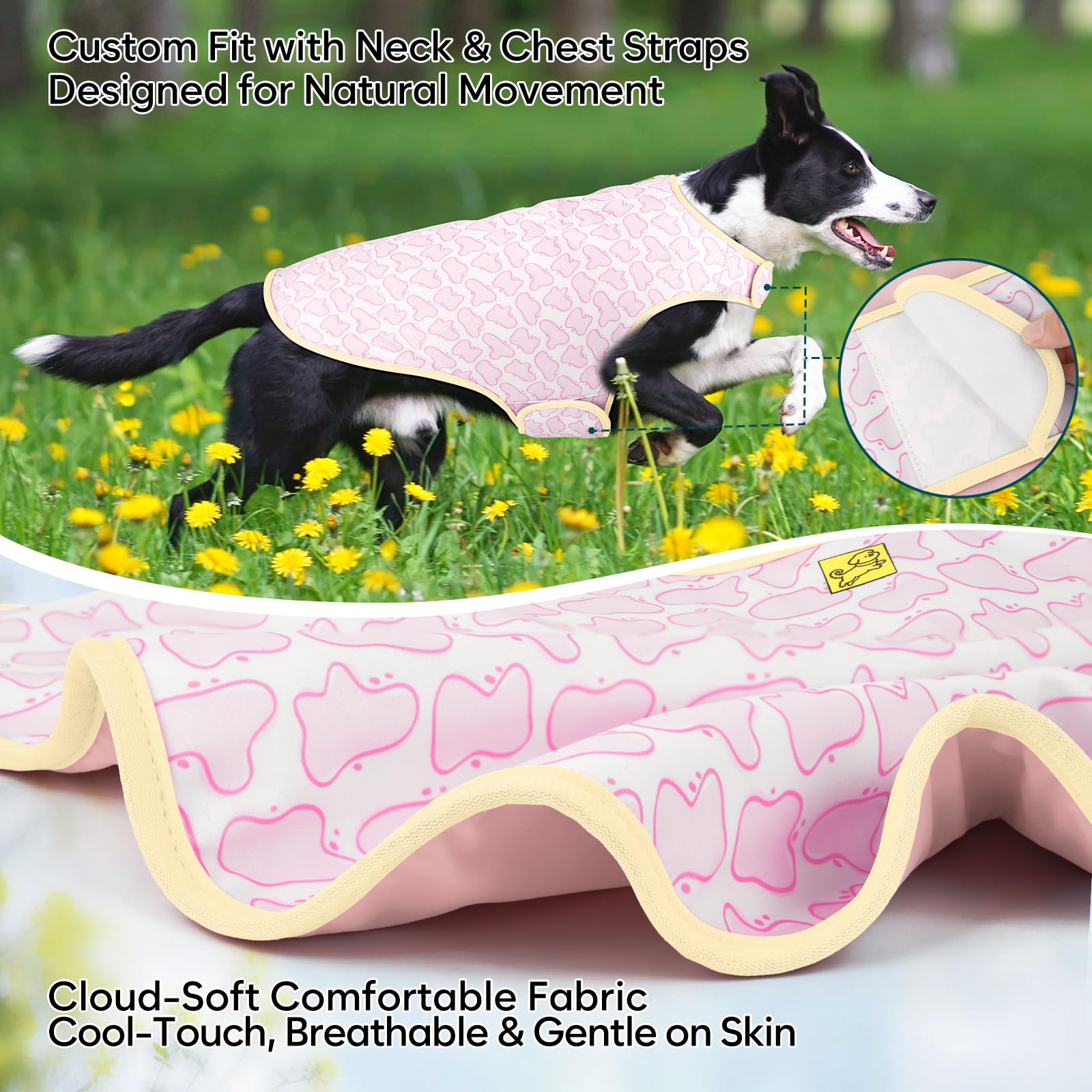 Gilet per cani rinfrescante evaporativo, morbido, regolabile, con protezione solare UV, essenziale per l'estate, mantiene i cani freschi per la caccia e all'aperto, rosa, L