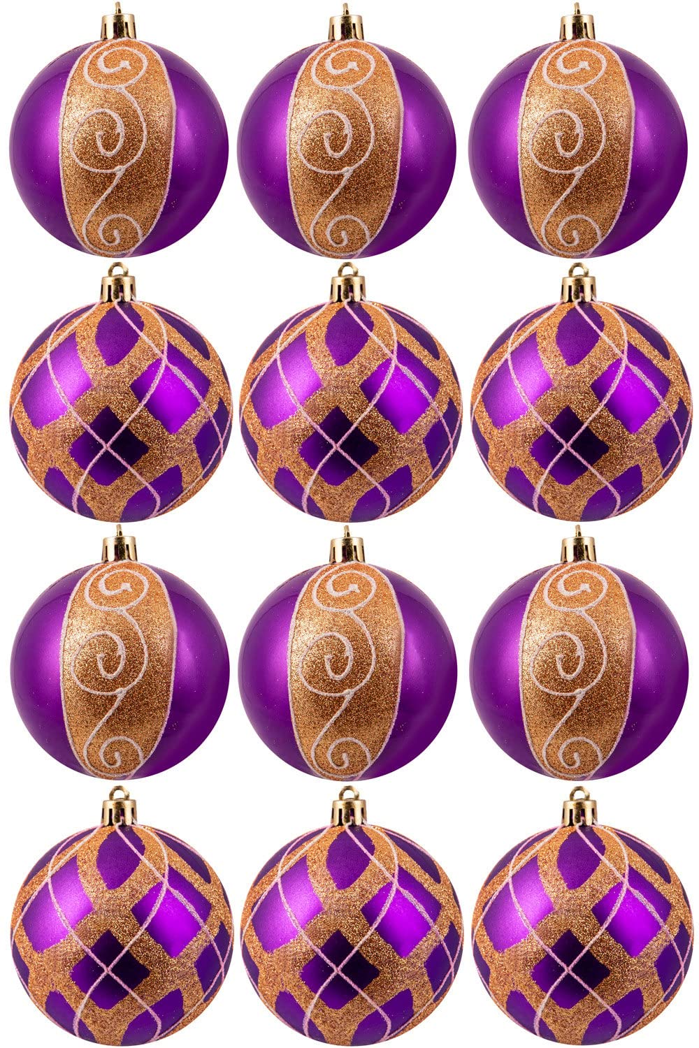 Christmas Tree World 6Cm Hand Painted Shatterproof Bauble Design 10 (12 Pack) from B&Q