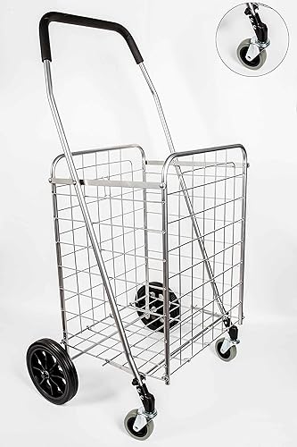 Miniatura 8 de PrimeTrendz Grocery Utility PT5614 - Carrito de compras para lavandería  Cubierta negra a prueba de agua incluida  Portátil y fácilmente plegable