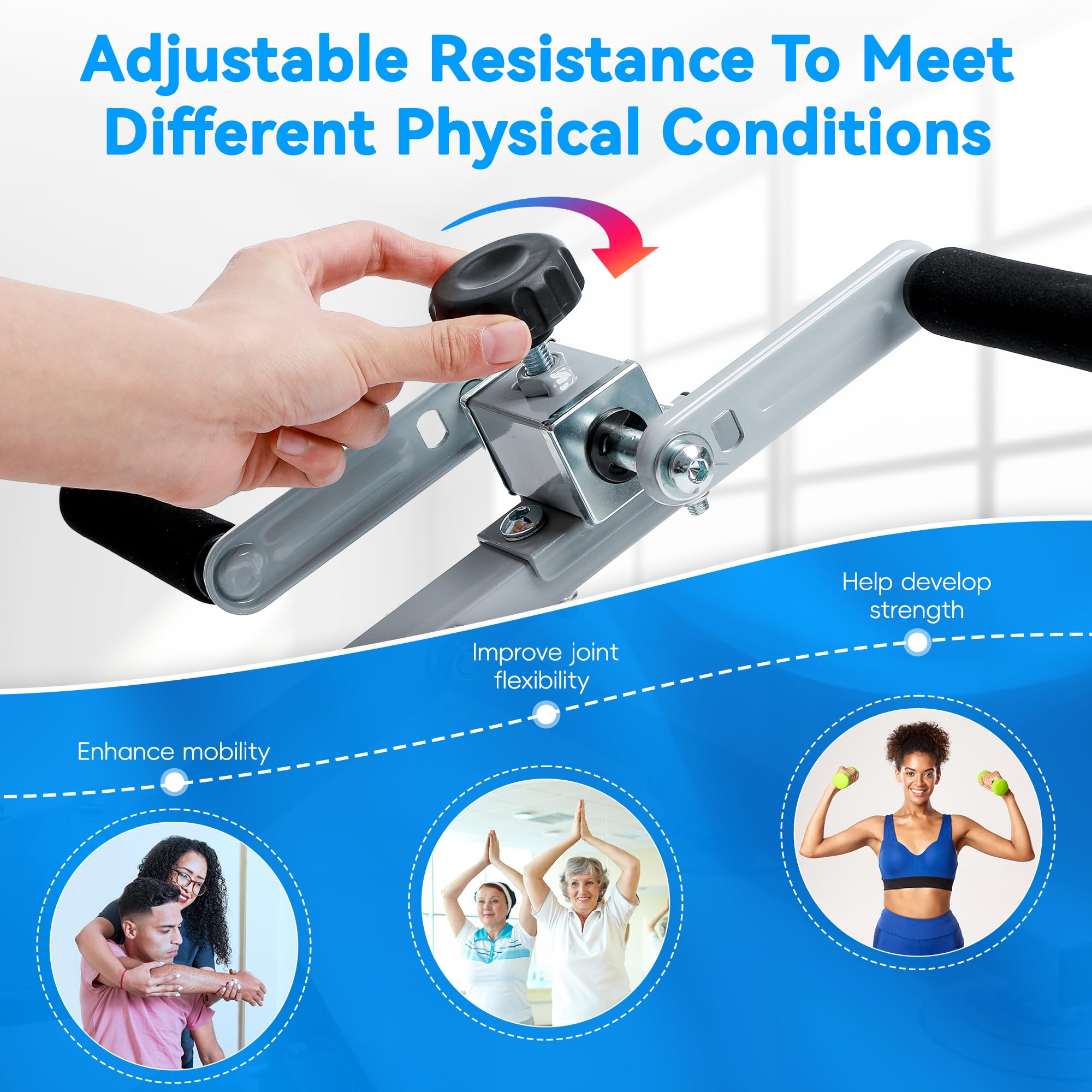 Arm Bike for Physical Therapy, Multifunction Rehabilitation Exerciser for Arm and Shoulder, Stroke Rehab Equipment, Portable Indoor Arm Cycle for Seniors, Adjustable Resistance, Anti-Slip — Amazon image 3