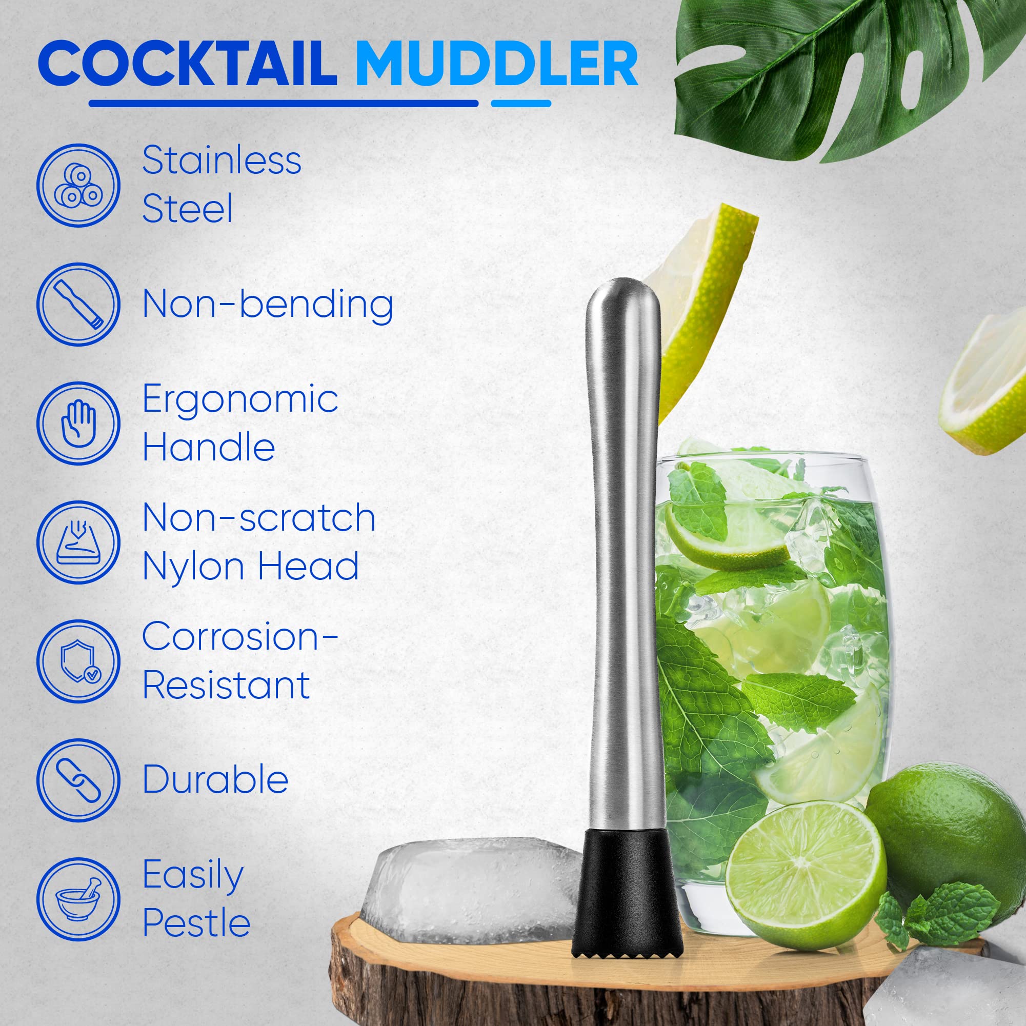 tłuczek ze stali nierdzewnej do tłuczka do koktajli cocktails muddllera | wyciskarka do limonek ubijacz barmański caipirinha kaipirinha ubijaczka ręczna | alkohol mała kruszarka do ziół