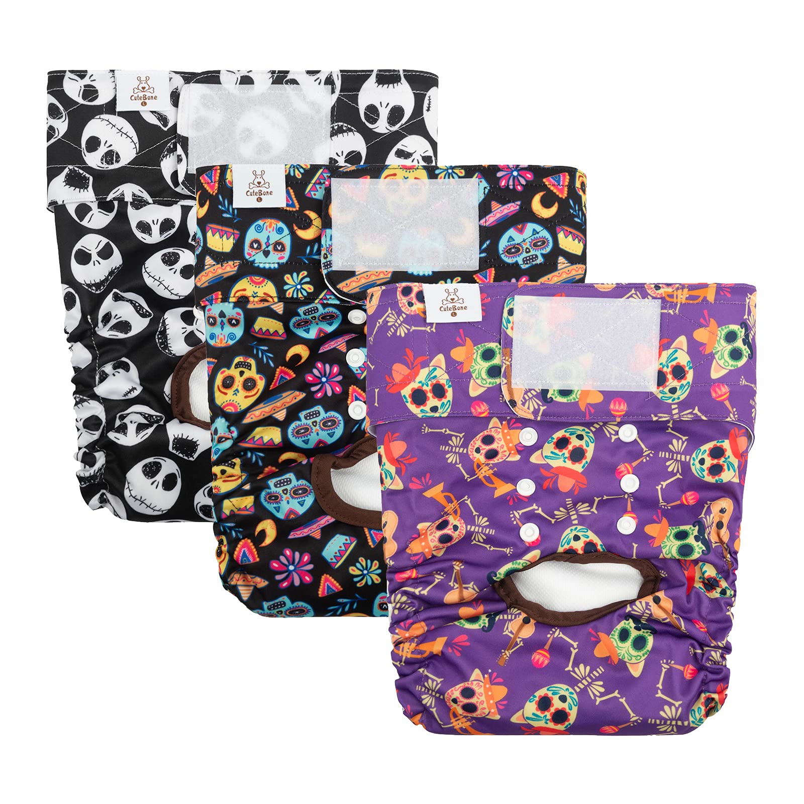 CuteBone Pannolini per Cani Lavabili, Confezione da 3 Mutandine Cane Femmina Calore, Pannolini per Cuccioli Riutilizzabili D41L-IT