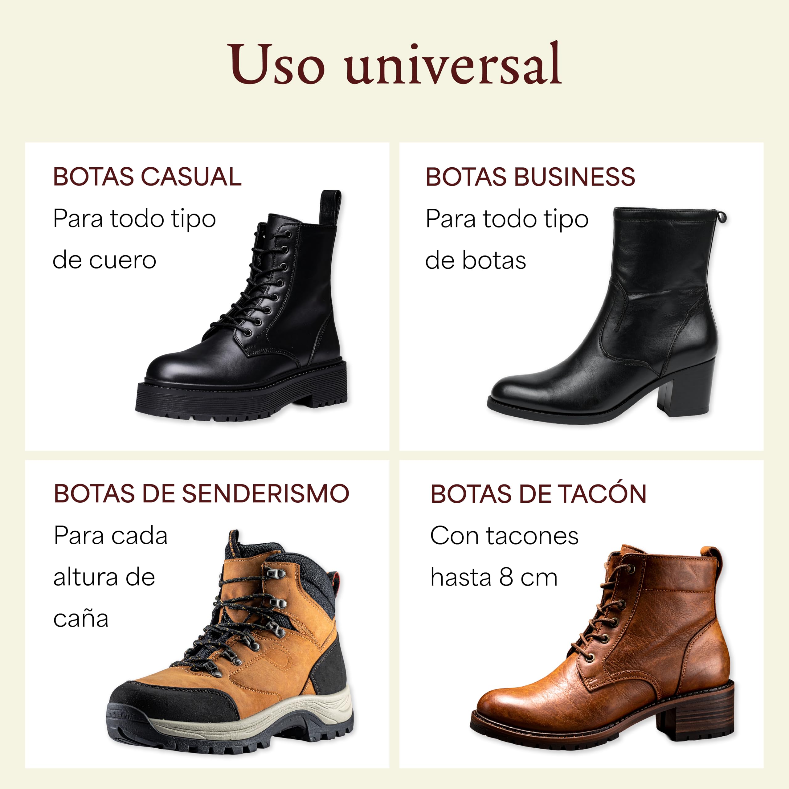 Langer & Messmer alargador de zapatos para mujer contra pellizcos en zapatos o botas - de madera maciza de haya y mecanismo metálico - se estira a lo ancho y a lo largo incl. spray alargador de cuero